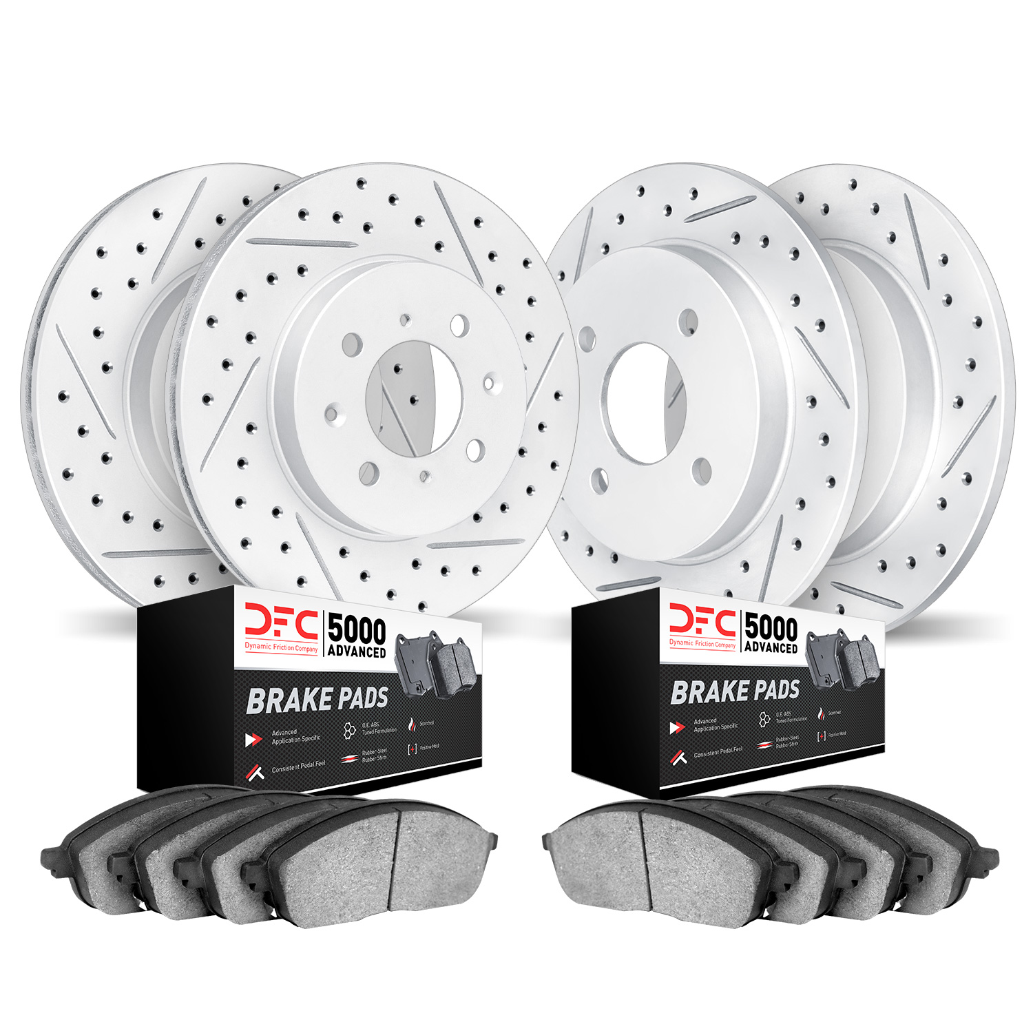 Geoperformance Drilled/Slotted Rotors w/5000 Advanced Brake Pads