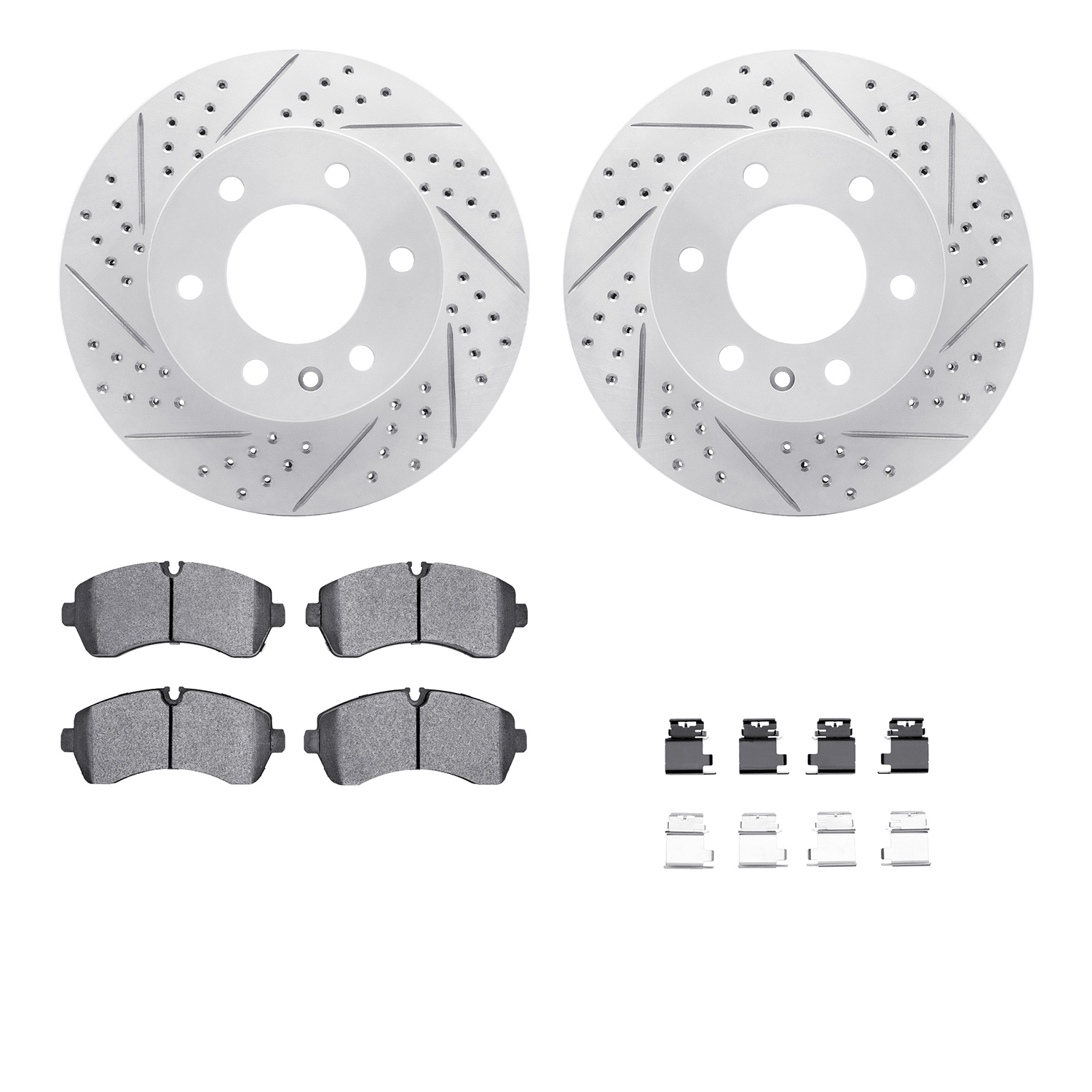 2512-40021 Geoperformance Drilled/Slotted Rotors w/5000 Advanced Brake Pads Kit & Hardware, Fits Select Multiple Makes/Models, P