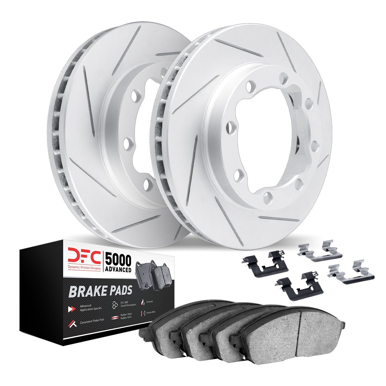 2512-48146 Geoperformance Slotted Brake Rotors w/5000 Advanced Brake Pads Kit & Hardware, 2018-2020 GM, Position: Rear