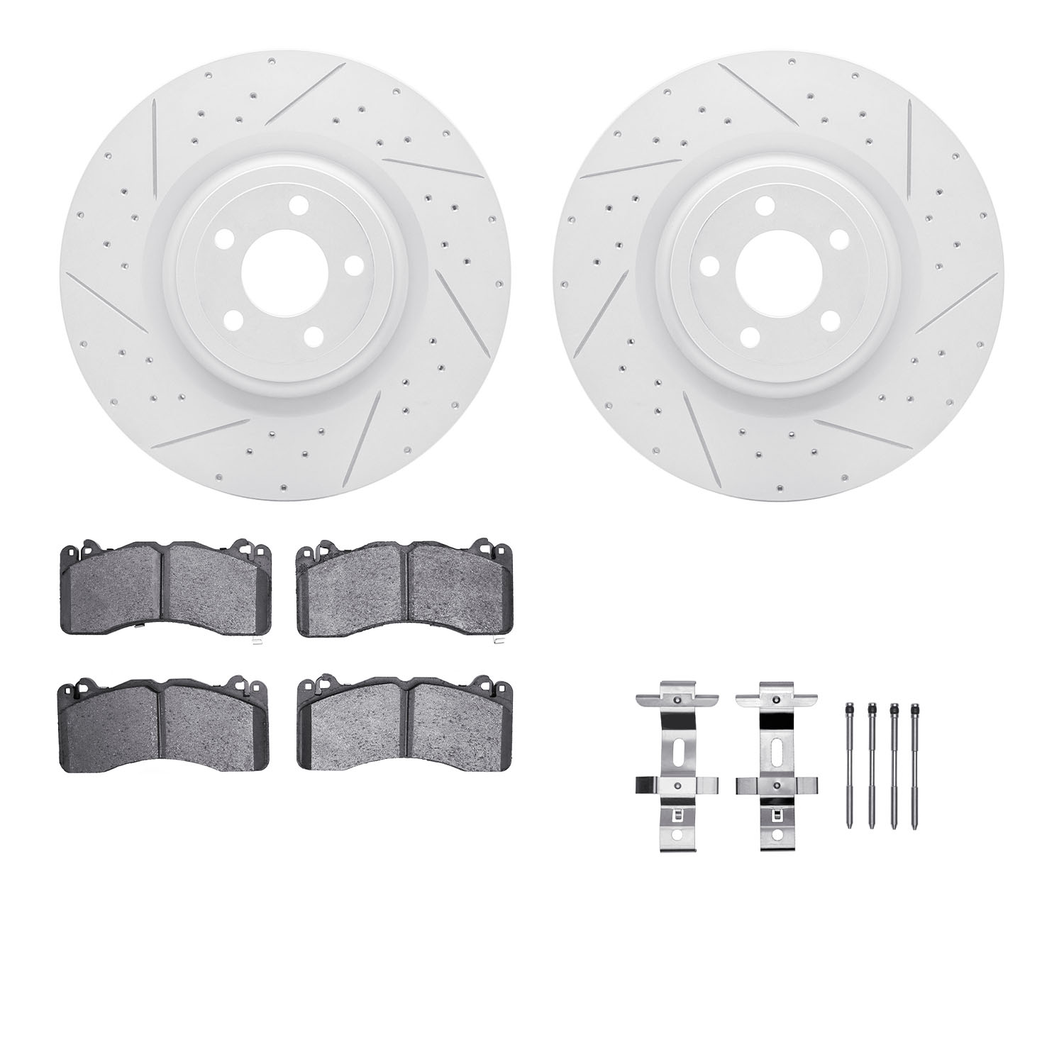 2512-54070 Geoperformance Drilled/Slotted Rotors w/5000 Advanced Brake Pads Kit & Hardware, Fits Select Ford/Lincoln/Mercury/Maz