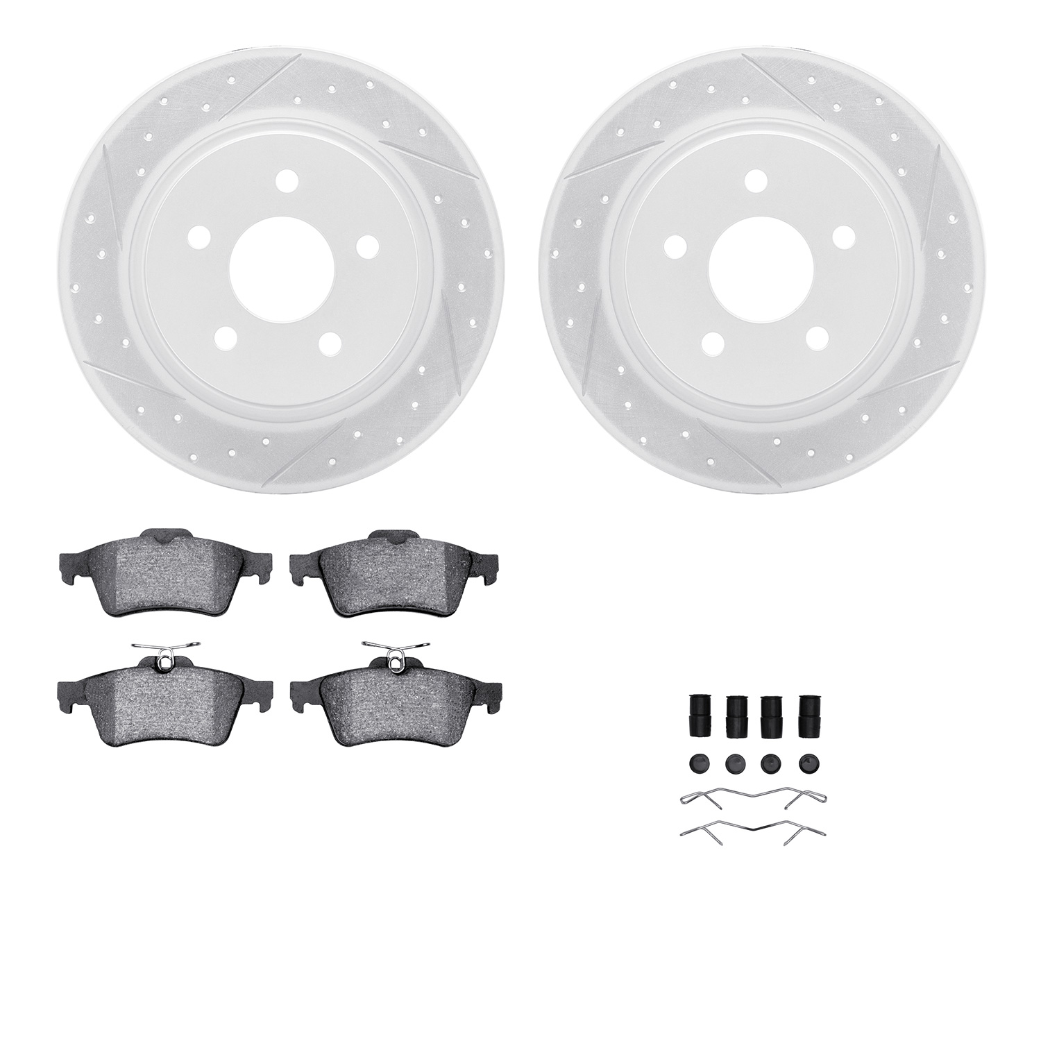 2512-54179 Geoperformance Drilled/Slotted Rotors w/5000 Advanced Brake Pads Kit & Hardware, 2013-2018 Ford/Lincoln/Mercury/Mazda