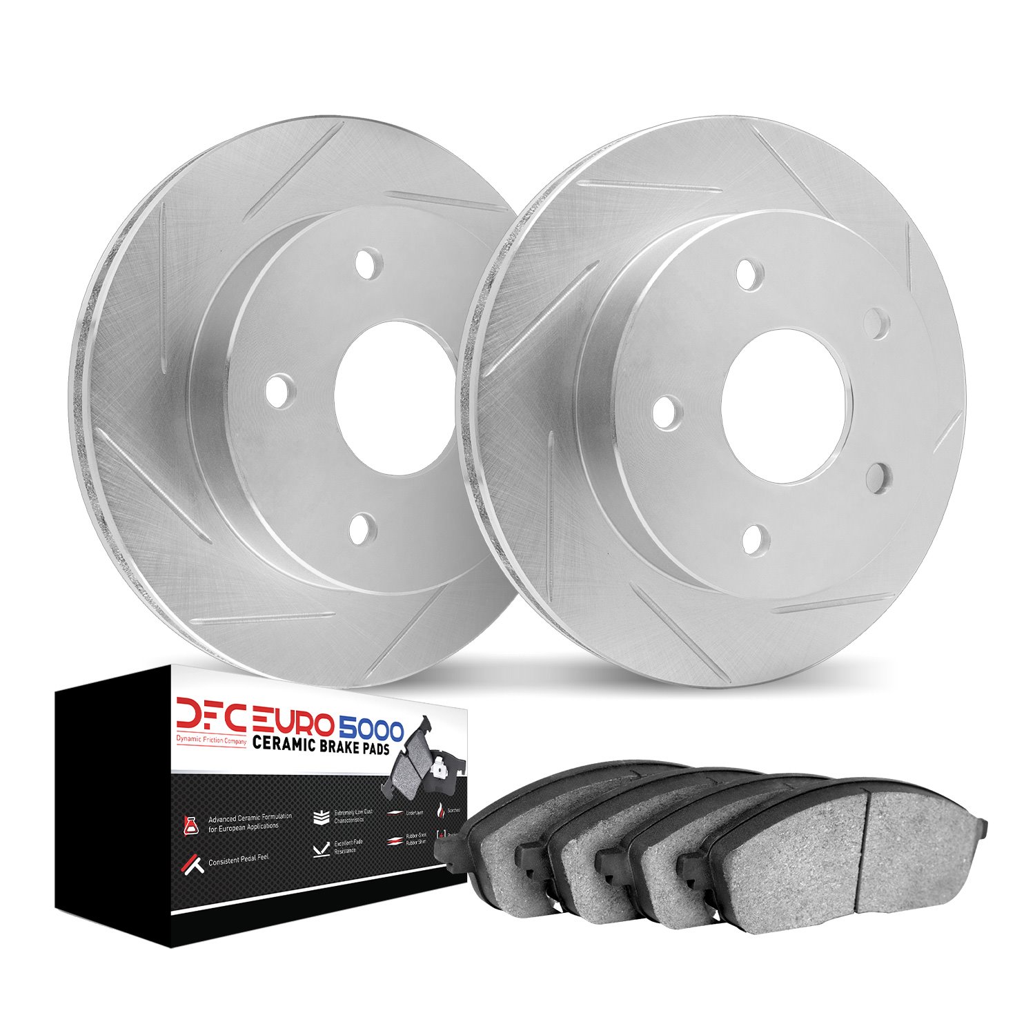 2602-02006 Geoperformance Slotted Brake Rotors w/5000 Euro Ceramic Brake Pads Kit, 1967-1977 Porsche, Position: Front