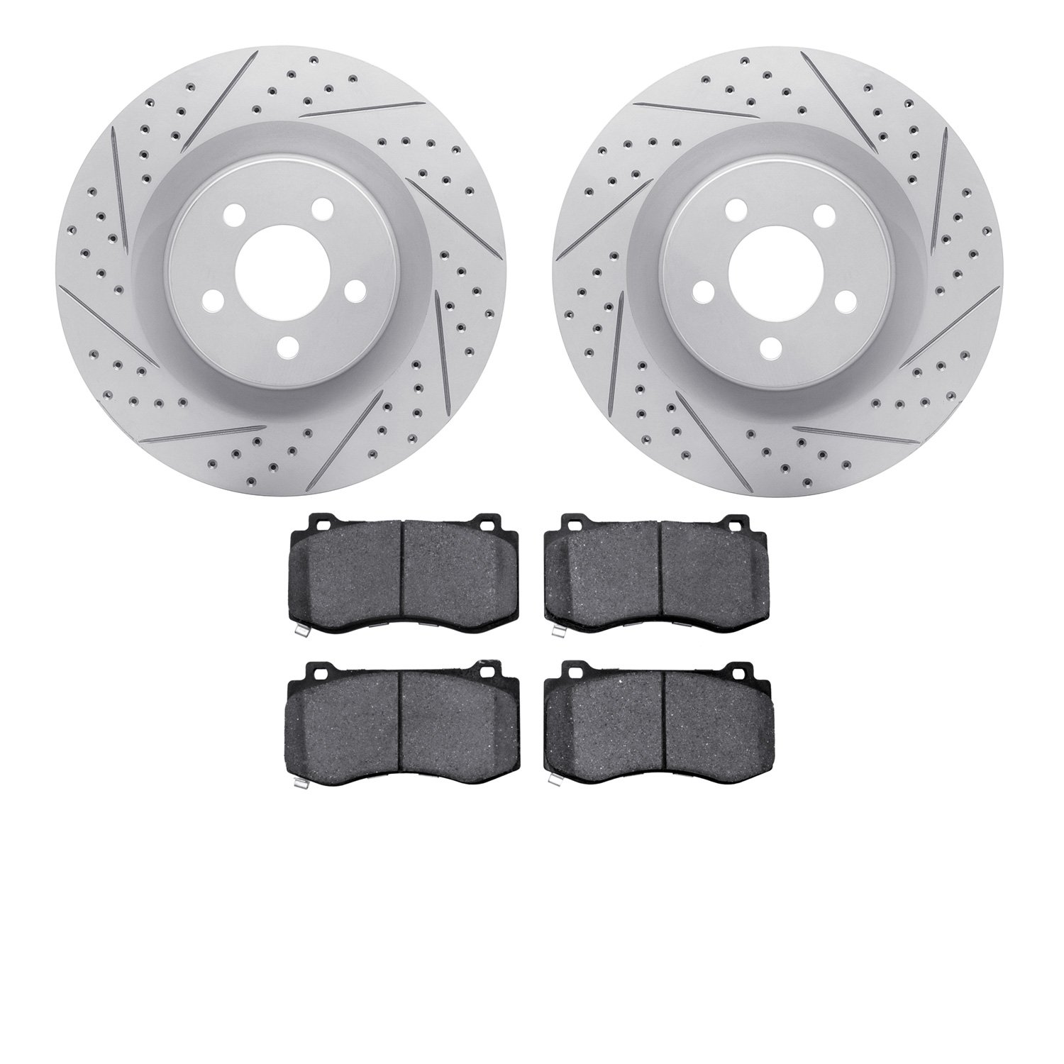 2602-39000 Geoperformance Drilled/Slotted Rotors w/5000 Euro Ceramic Brake Pads Kit, Fits Select Mopar, Position: Front