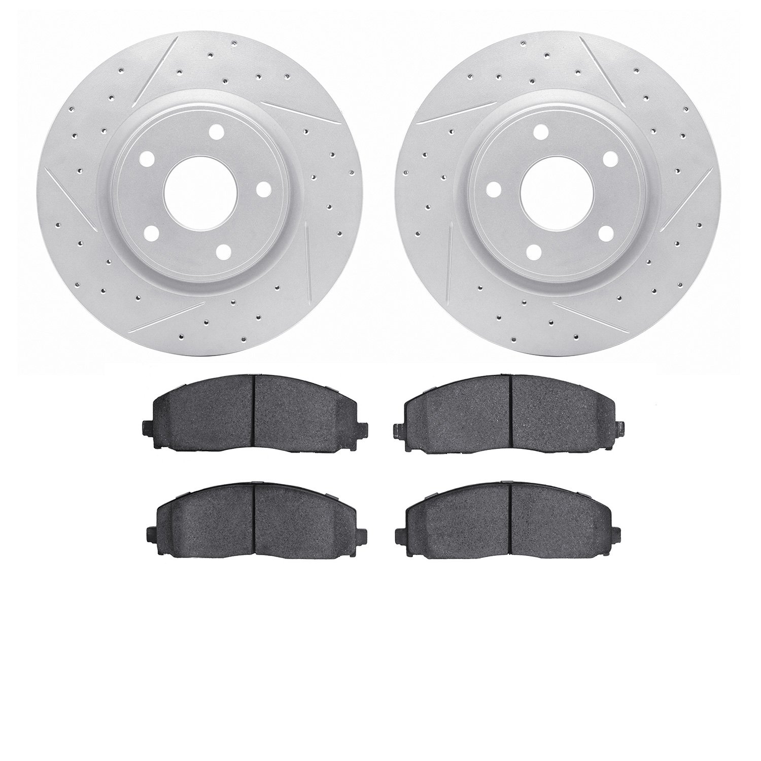 2602-40006 Geoperformance Drilled/Slotted Rotors w/5000 Euro Ceramic Brake Pads Kit, Fits Select Multiple Makes/Models, Position