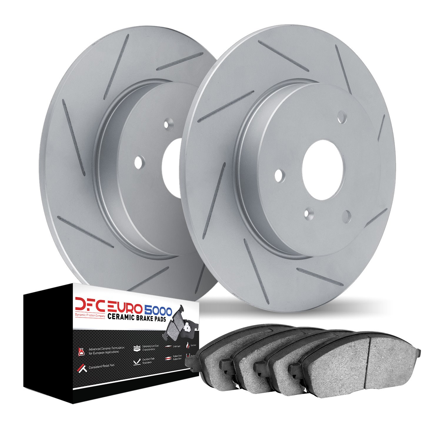 2602-63118 Geoperformance Slotted Brake Rotors w/5000 Euro Ceramic Brake Pads Kit, 2005-2016 Smart, Position: Front