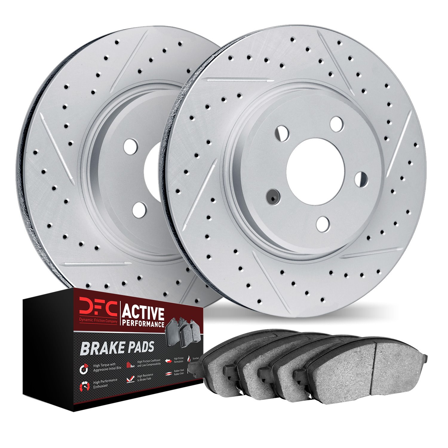 2702-31221 Geoperformance Drilled/Slotted Brake Rotors with Active Performance Pads Kit, Fits Select Multiple Makes/Models, Posi