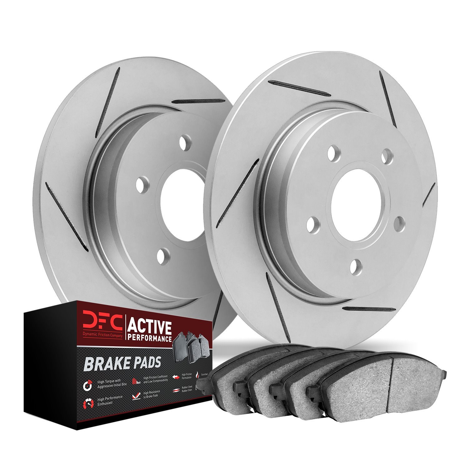 2702-63000 Geoperformance Slotted Brake Rotors with Active Performance Pads Kits, 1961-1991 Mercedes-Benz, Position: Rear