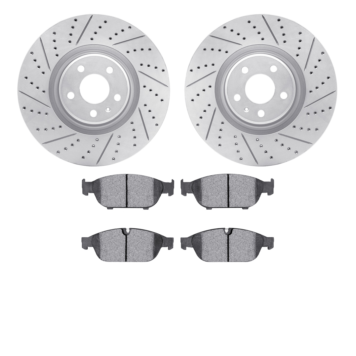 2702-73105 Geoperformance Drilled/Slotted Brake Rotors with Active Performance Pads Kit, 2012-2018 Audi/Volkswagen, Position: Fr