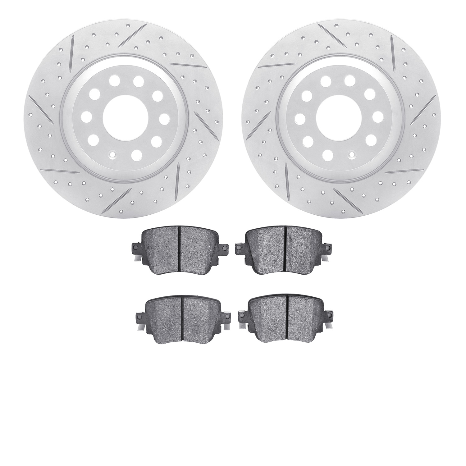 2702-73127 Geoperformance Drilled/Slotted Brake Rotors with Active Performance Pads Kit, 2016-2018 Audi/Volkswagen, Position: Re