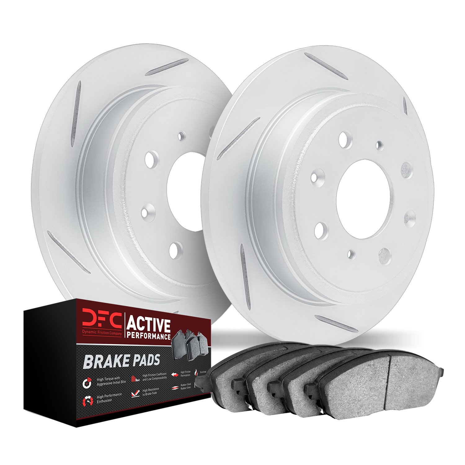 2702-74000 Geoperformance Slotted Brake Rotors with Active Performance Pads Kits, 1985-2002 Audi/Volkswagen, Position: Rear