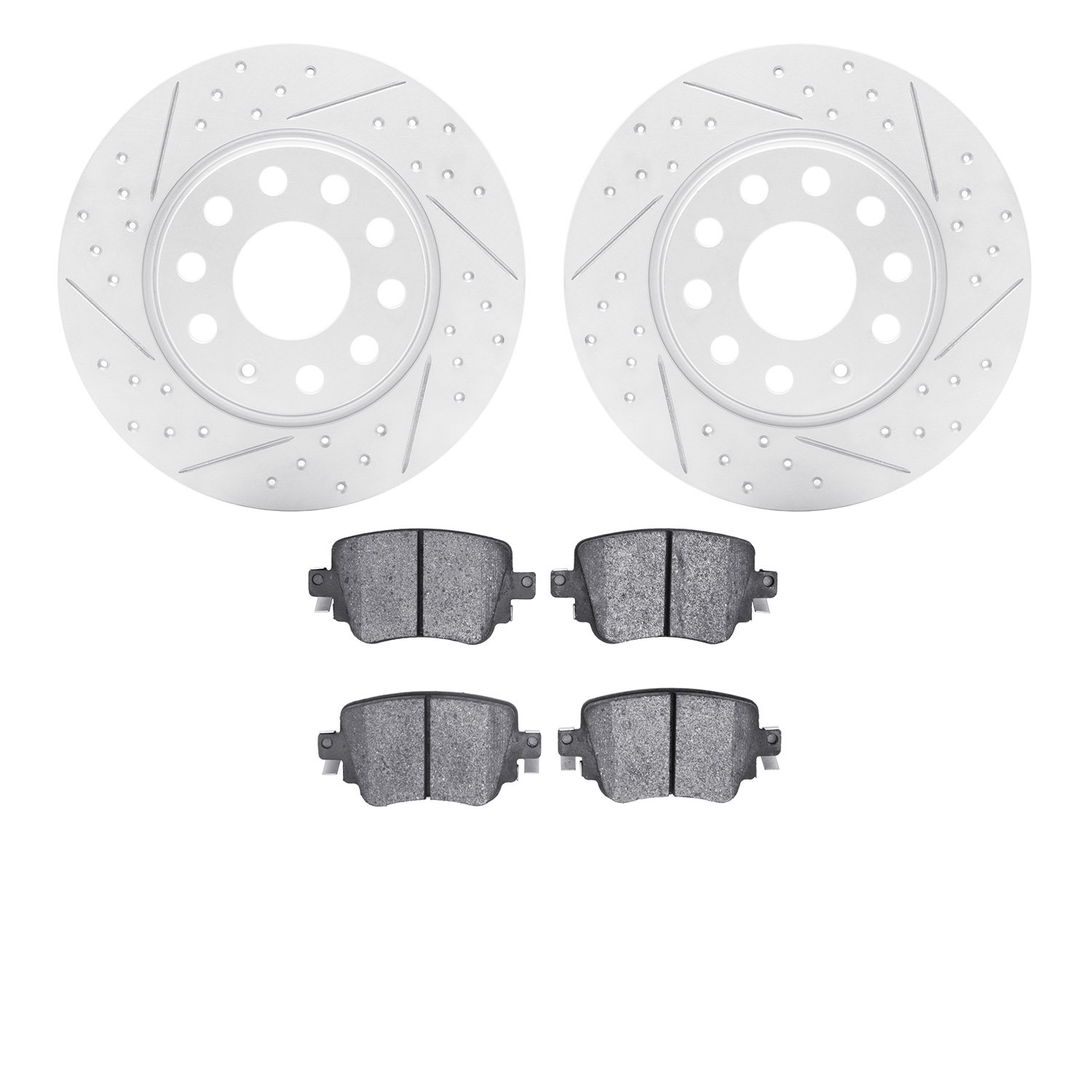 2702-74063 Geoperformance Drilled/Slotted Brake Rotors with Active Performance Pads Kit, Fits Select Audi/Volkswagen, Position: