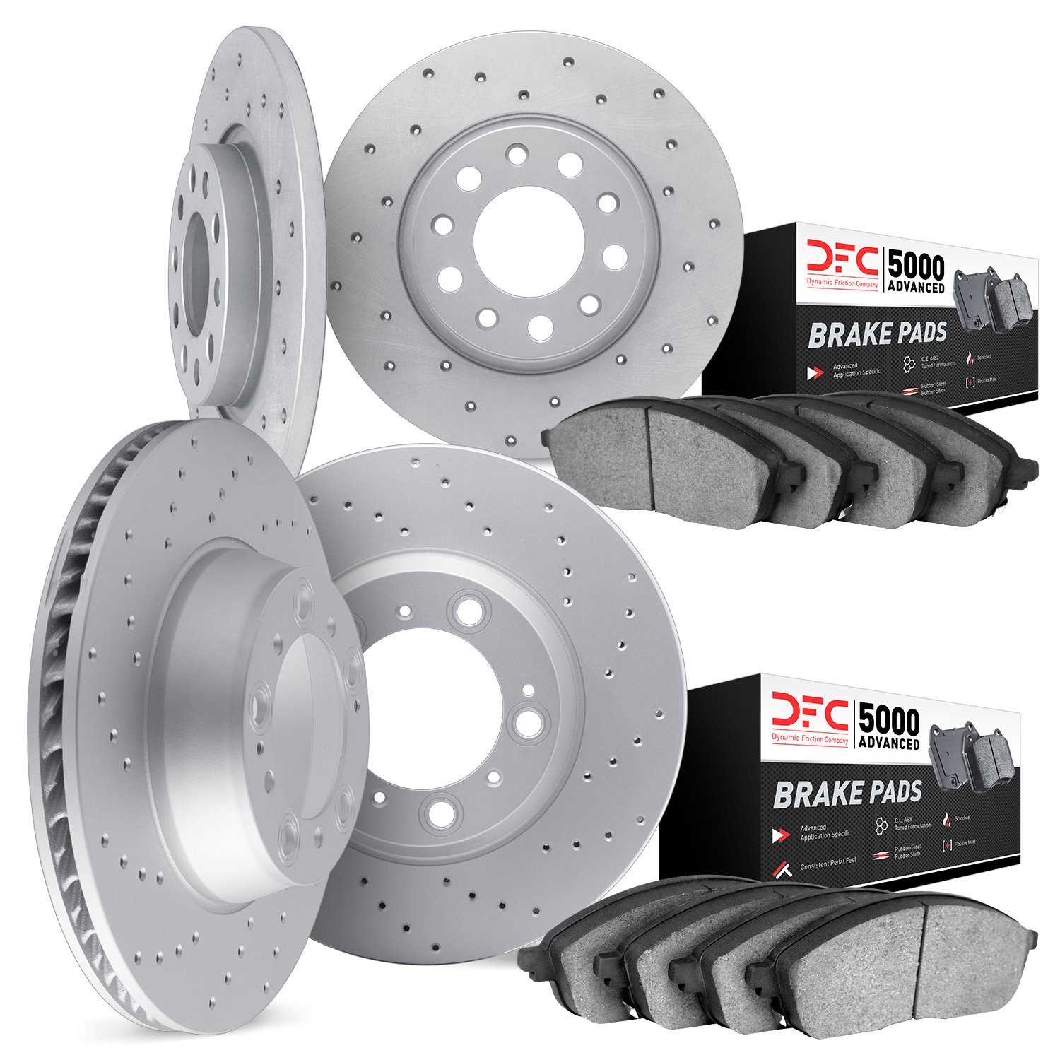 2704-01000 Geoperformance Drilled Brake Rotors with Active Performance Pads Kit, 2007-2014 Suzuki, Position: Front and Rear
