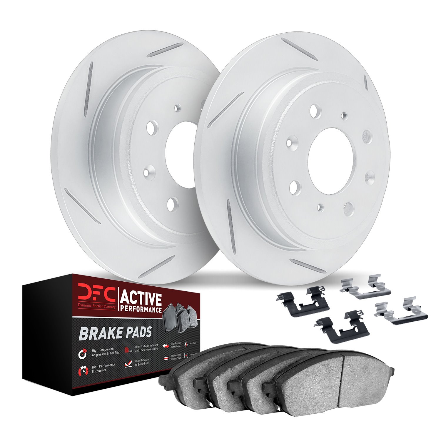 2712-80051 Geoperformance Slotted Brake Rotors with Active Performance Pads Kits & Hardware, Fits Select Multiple Makes/Models,