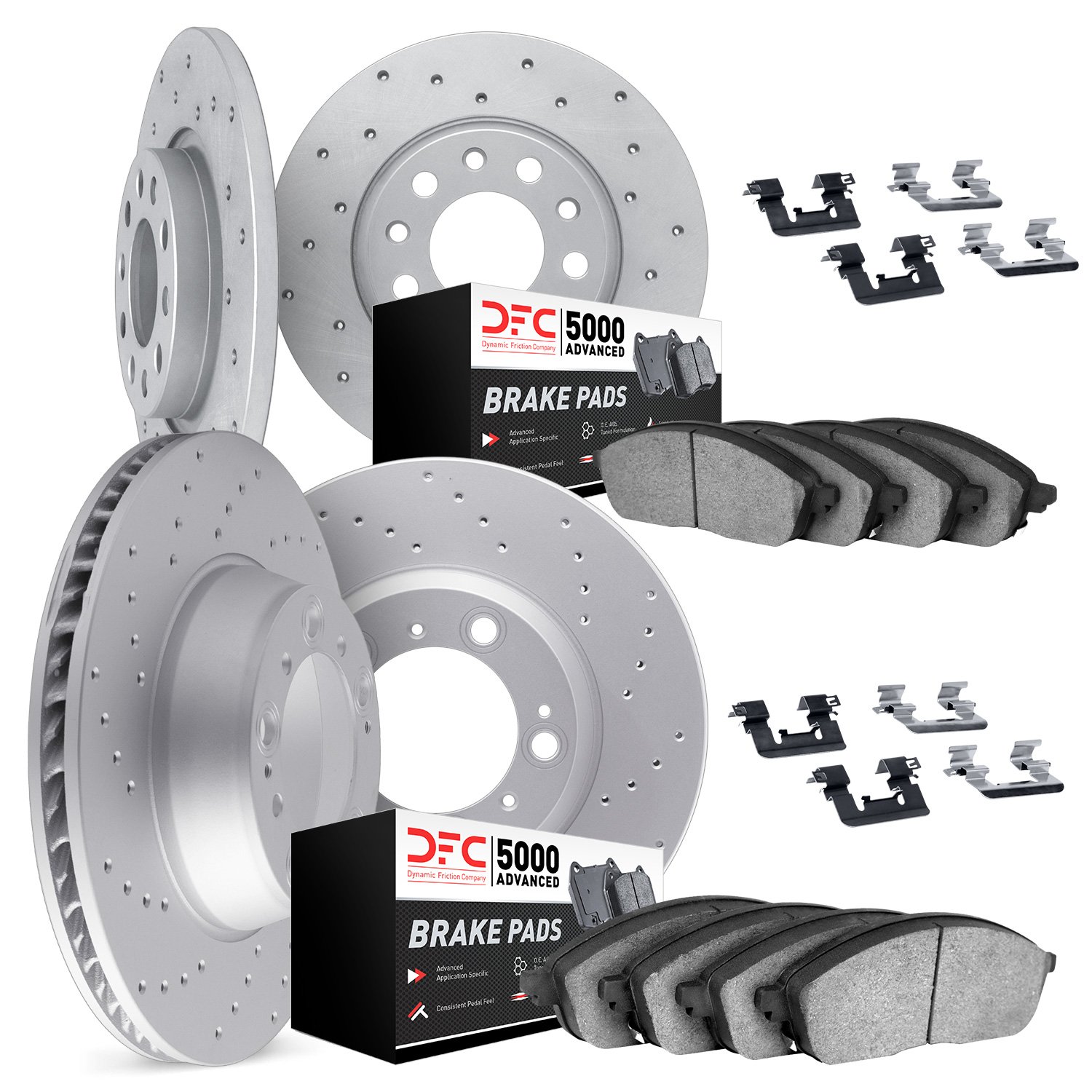 2714-01000 Geoperformance Drilled Brake Rotors with Active Performance Pads Kit & Hardware, 2007-2014 Suzuki, Position: Front an