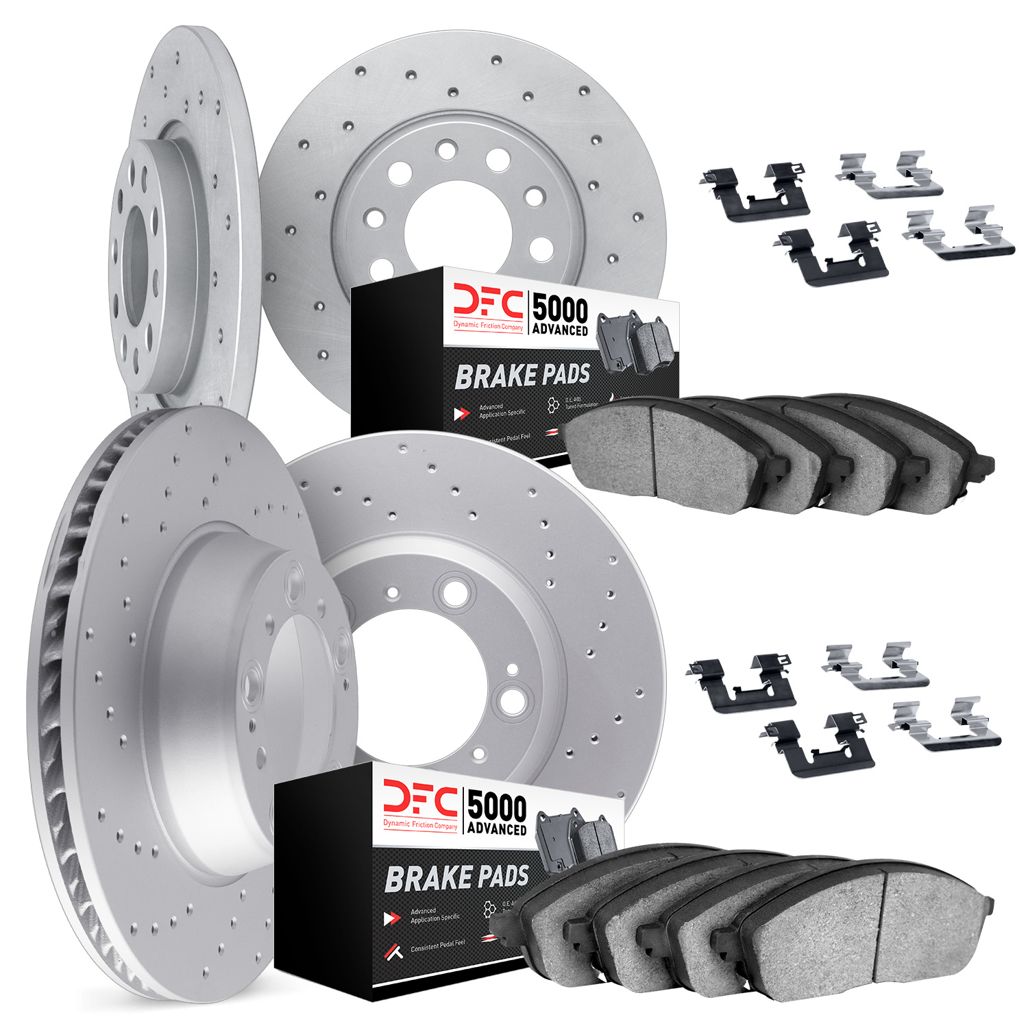 2714-75000 Geoperformance Drilled Brake Rotors with Active Performance Pads Kit & Hardware, 1998-2010 Lexus/Toyota/Scion, Positi