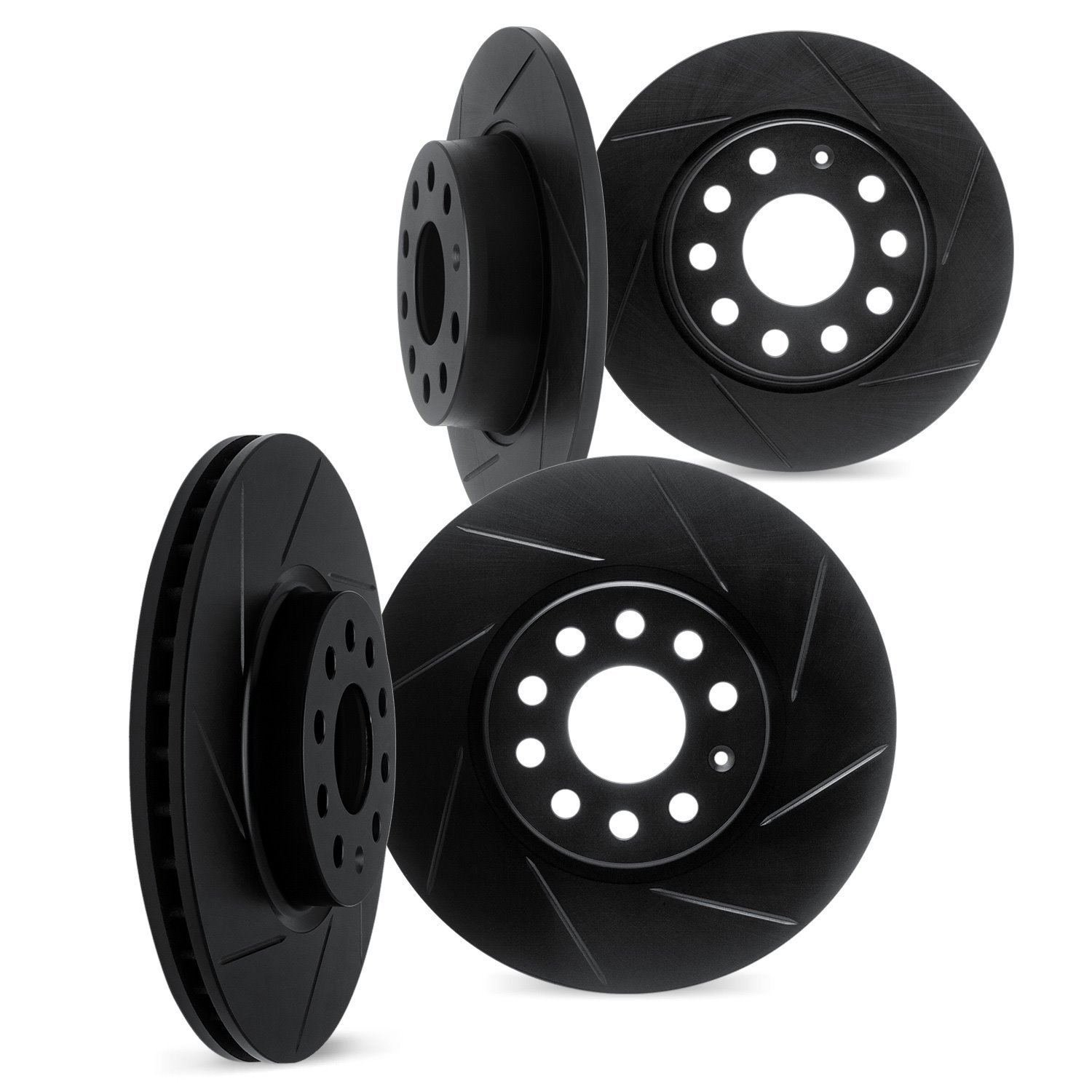 3004-03040 Slotted Brake Rotors [Black], 2009-2011 Kia/Hyundai/Genesis, Position: Front and Rear