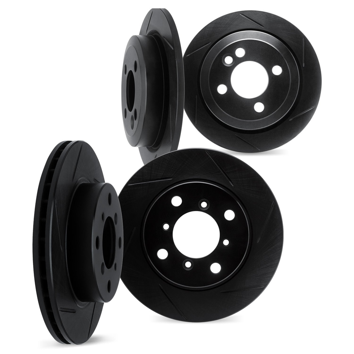 3004-03060 Slotted Brake Rotors [Black], 1994-1998 Kia/Hyundai/Genesis, Position: Front and Rear