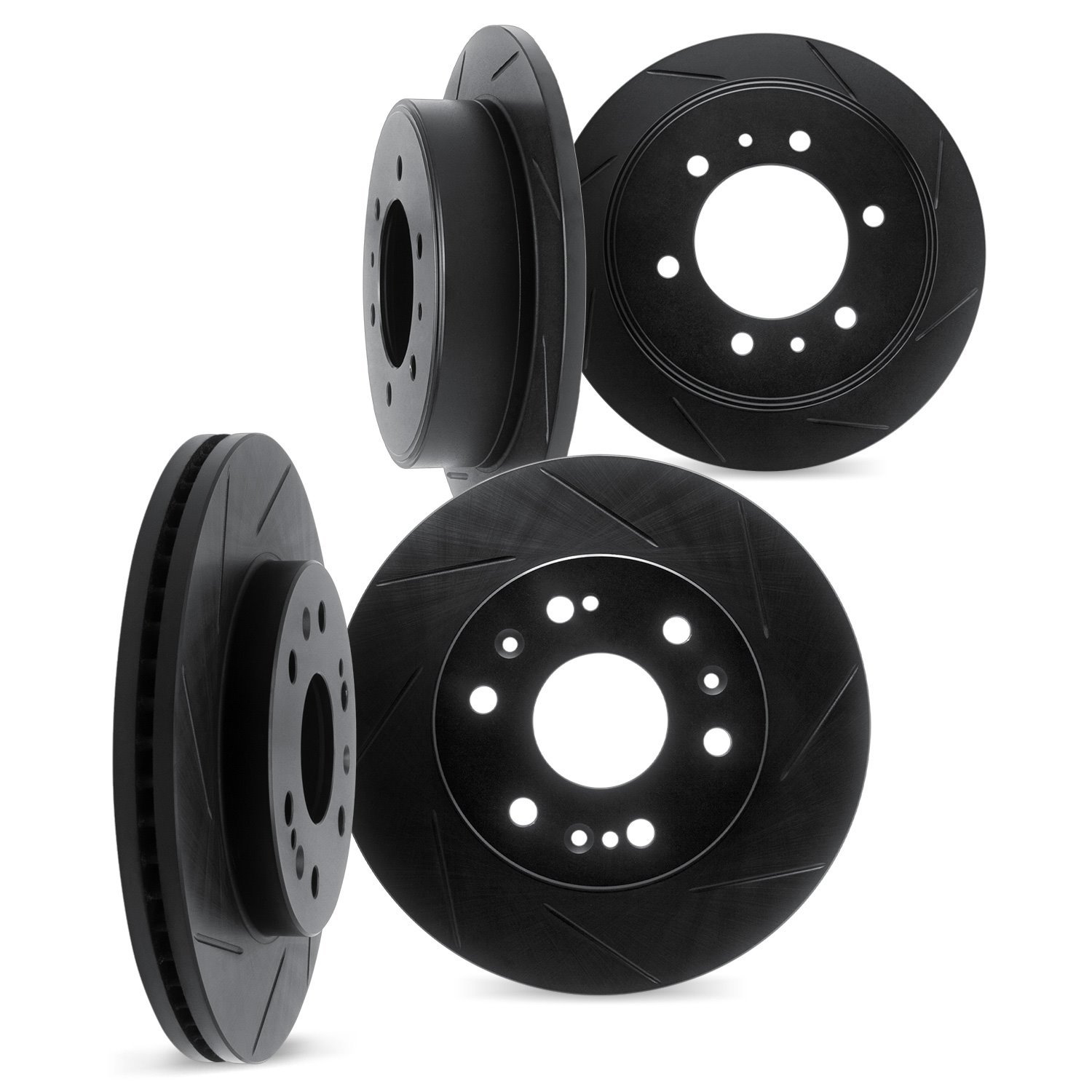 3004-37011 Slotted Brake Rotors [Black], 1988-1995 GM, Position: Front and Rear