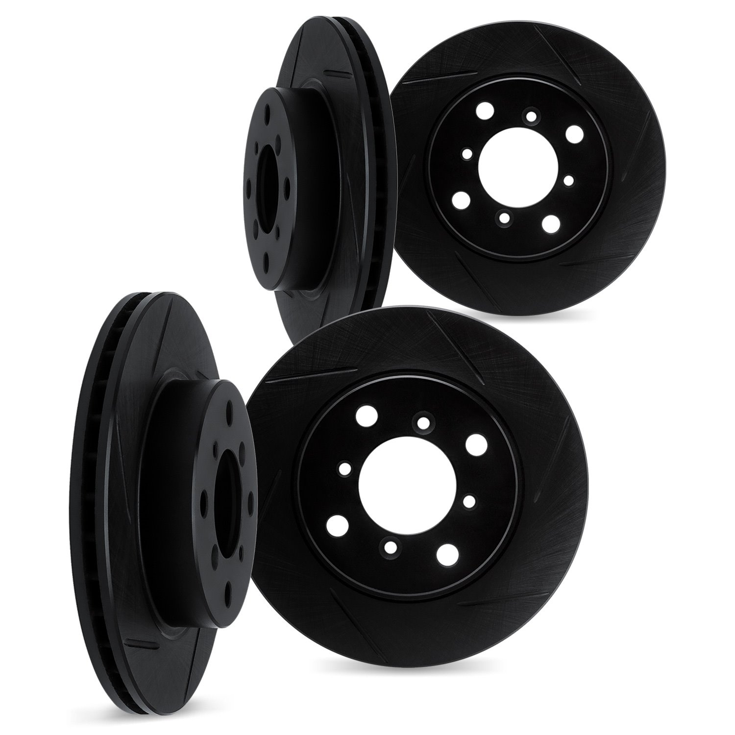 3004-37012 Slotted Brake Rotors [Black], 1983-1990 GM, Position: Front and Rear