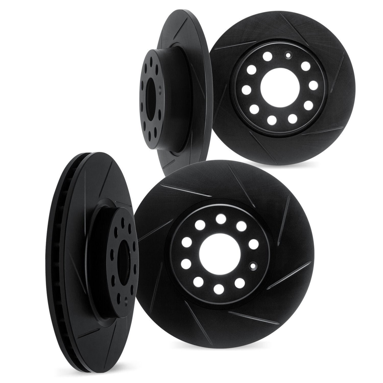 3004-39002 Slotted Brake Rotors [Black], 2008-2014 Mopar, Position: Front and Rear