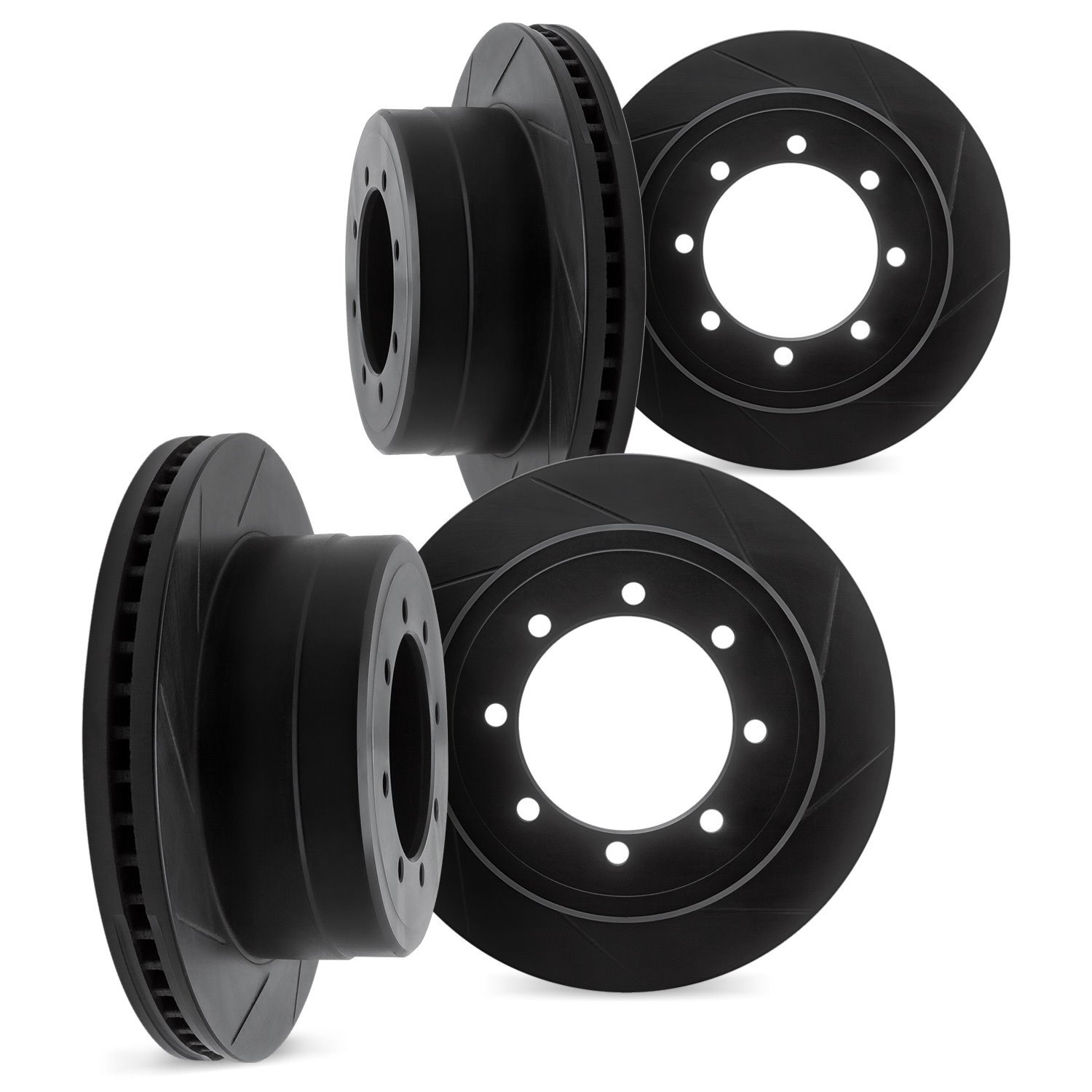 3004-40128 Slotted Brake Rotors [Black], 2003-2008 Mopar, Position: Front and Rear