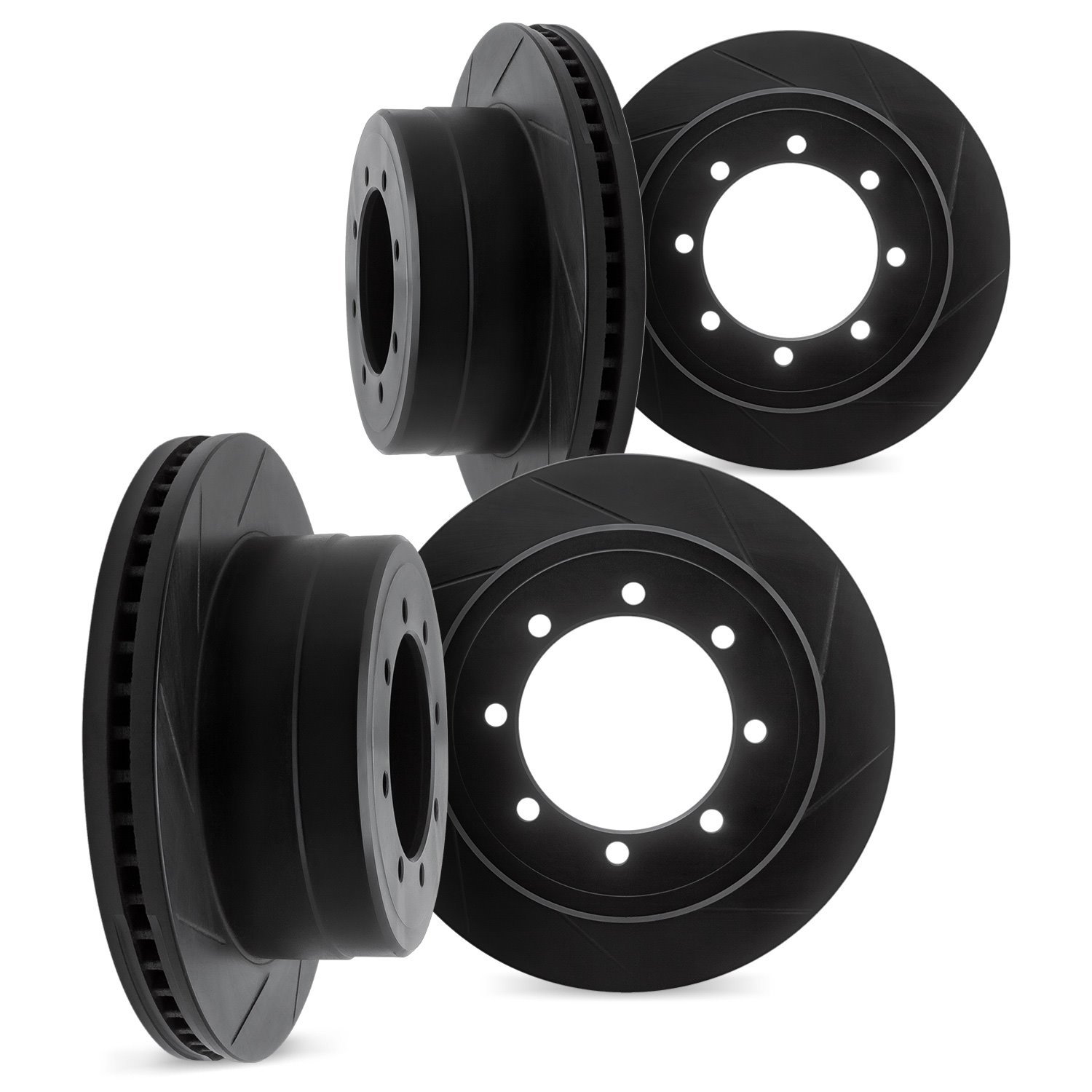 3004-40136 Slotted Brake Rotors [Black], Fits Select Mopar, Position: Front and Rear