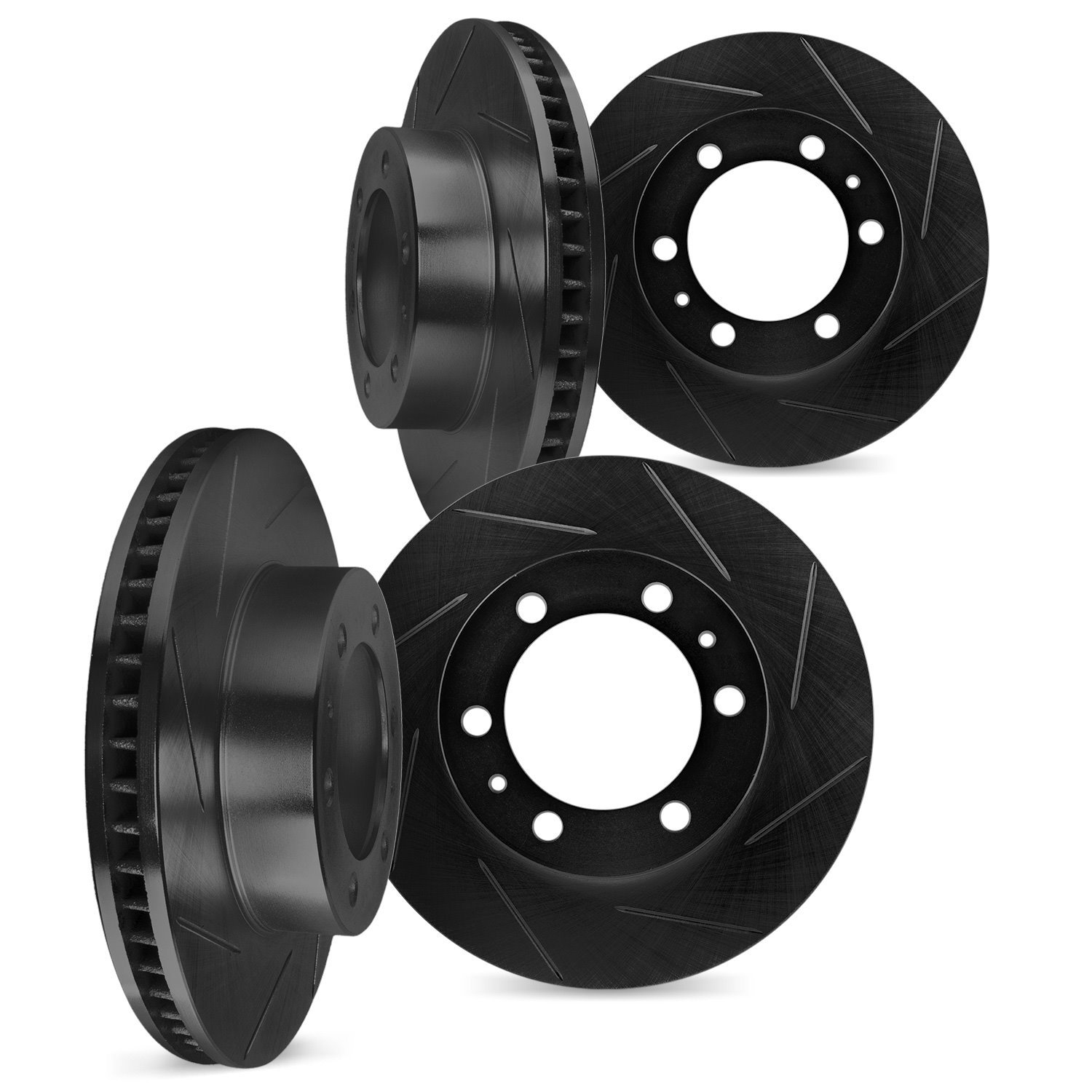 3004-40157 Slotted Brake Rotors [Black], 1992-2002 Mopar, Position: Front and Rear