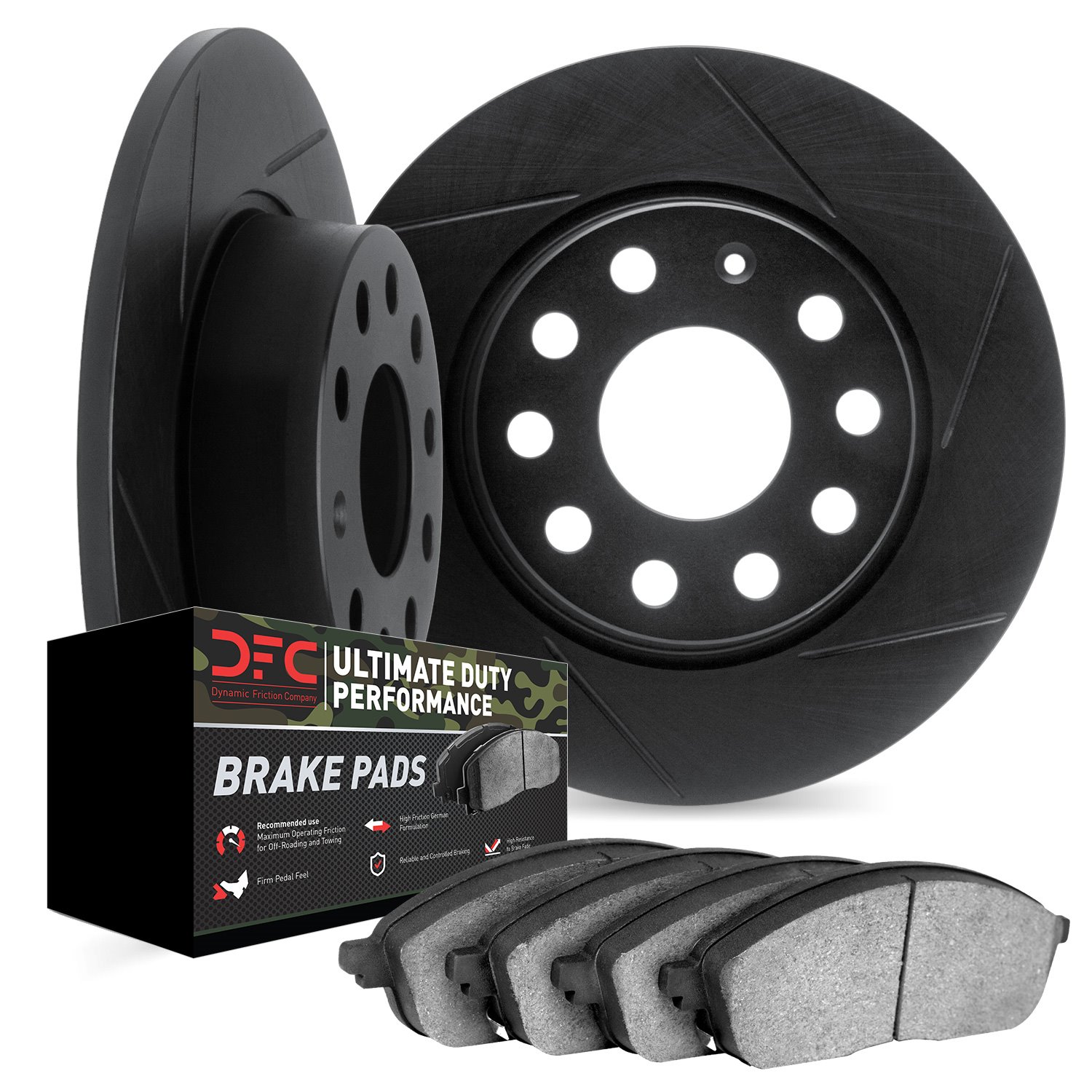 3402-54065 Slotted Brake Rotors with Ultimate-Duty Brake Pads Kit [Black], 2006-2010 Ford/Lincoln/Mercury/Mazda, Position: Rear