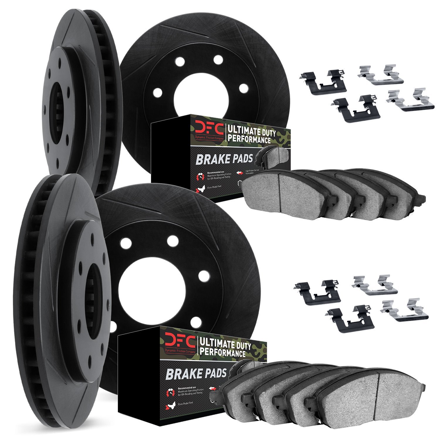 3414-54036 Slotted Brake Rotors with Ultimate-Duty Brake Pads Kit & Hardware [Black], 2009-2009 Ford/Lincoln/Mercury/Mazda, Posi