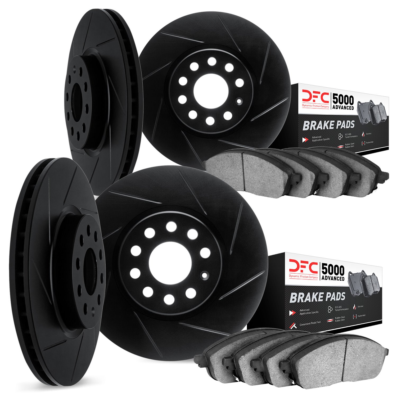 Slotted Brake Rotors w/5000 Advanced Brake Pads Kit