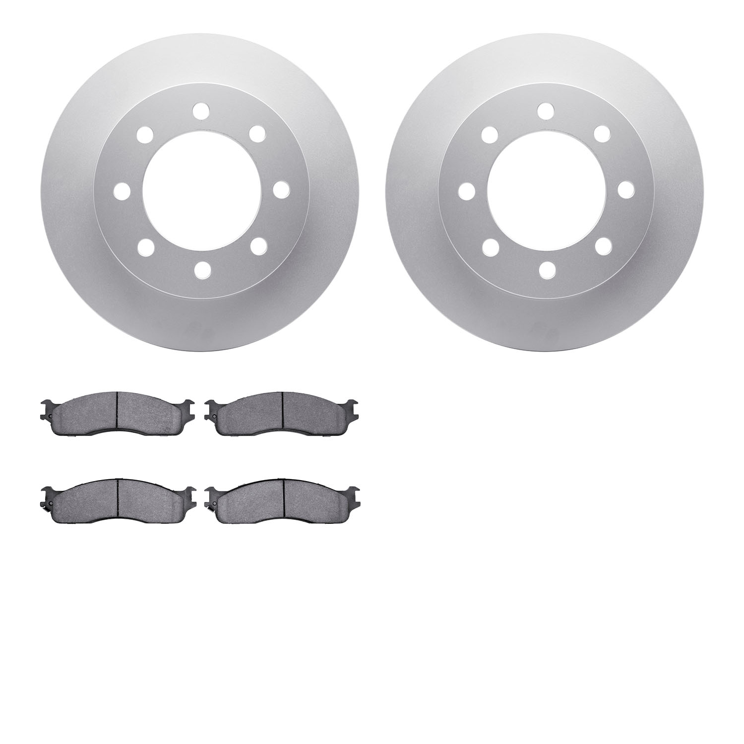 4202-40137 Geospec Brake Rotors w/Heavy-Duty Brake Pads Kit, 2003-2008 Mopar, Position: Front