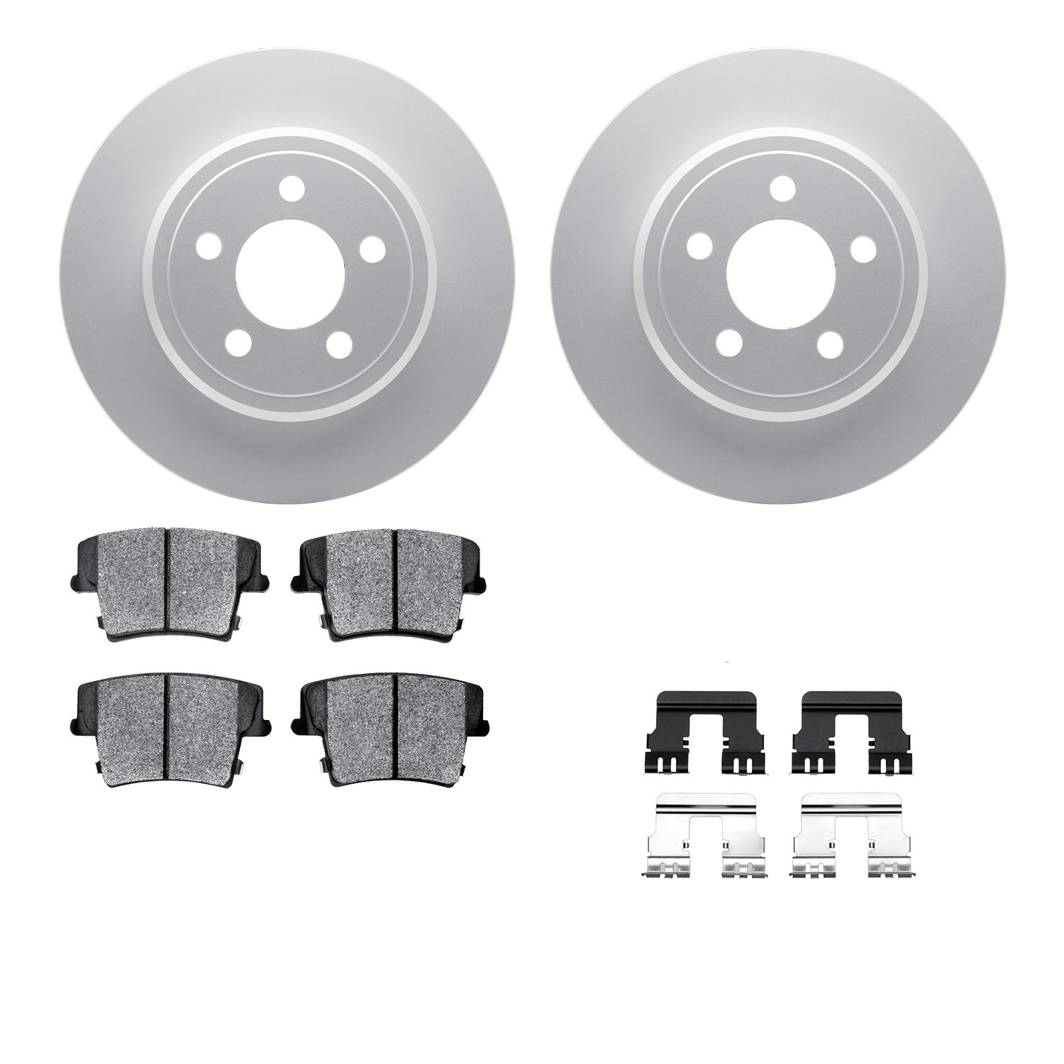 4212-39041 Geospec Brake Rotors w/Heavy-Duty Brake Pads & Hardware, Fits Select Mopar, Position: Rear