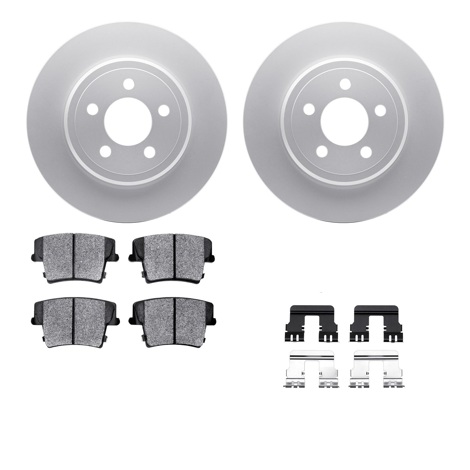 4212-39045 Geospec Brake Rotors w/Heavy-Duty Brake Pads & Hardware, 2006-2008 Mopar, Position: Rear