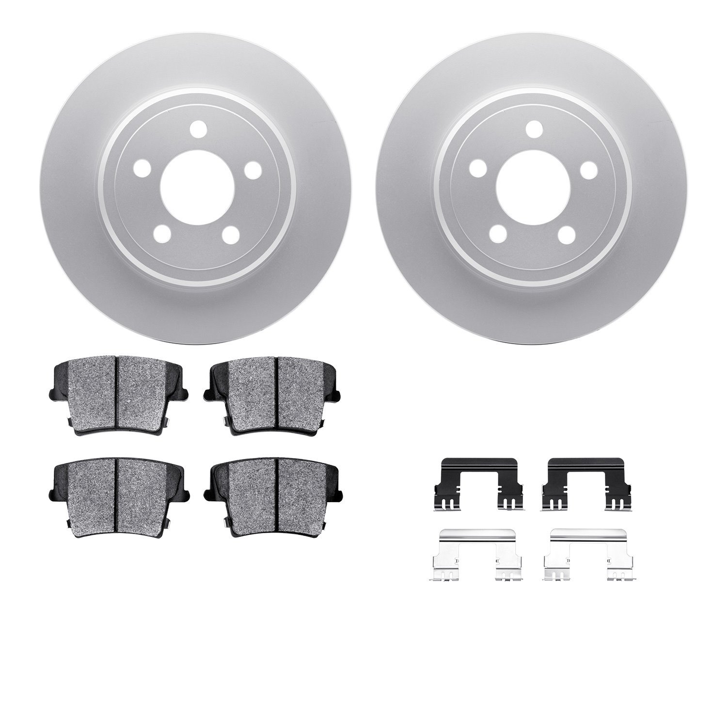 4212-39047 Geospec Brake Rotors w/Heavy-Duty Brake Pads & Hardware, Fits Select Mopar, Position: Rear