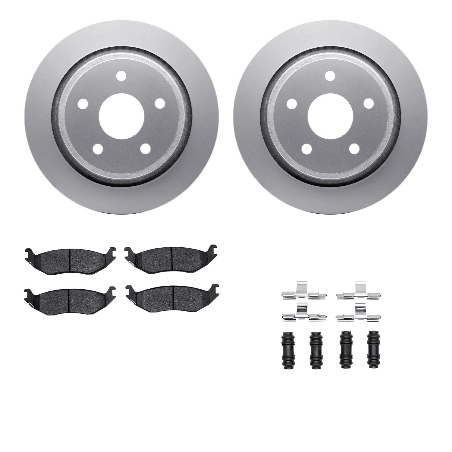 4212-40132 Geospec Brake Rotors w/Heavy-Duty Brake Pads & Hardware, 2002-2018 Mopar, Position: Rear