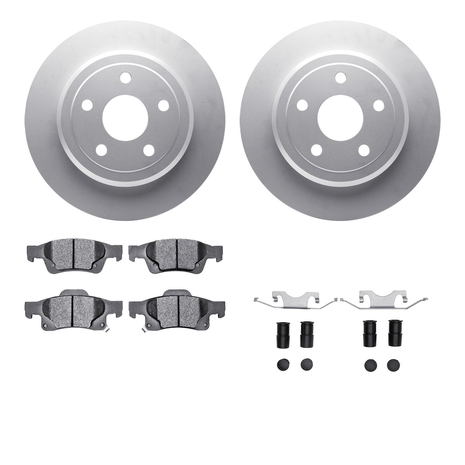 4212-42001 Geospec Brake Rotors w/Heavy-Duty Brake Pads & Hardware, Fits Select Mopar, Position: Rear