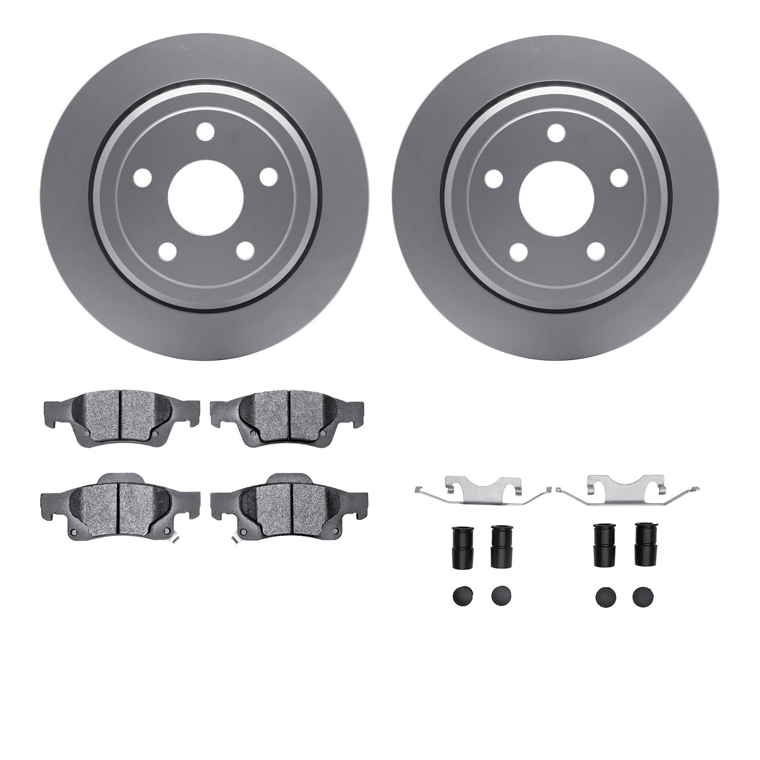 4212-42003 Geospec Brake Rotors w/Heavy-Duty Brake Pads & Hardware, Fits Select Mopar, Position: Rear