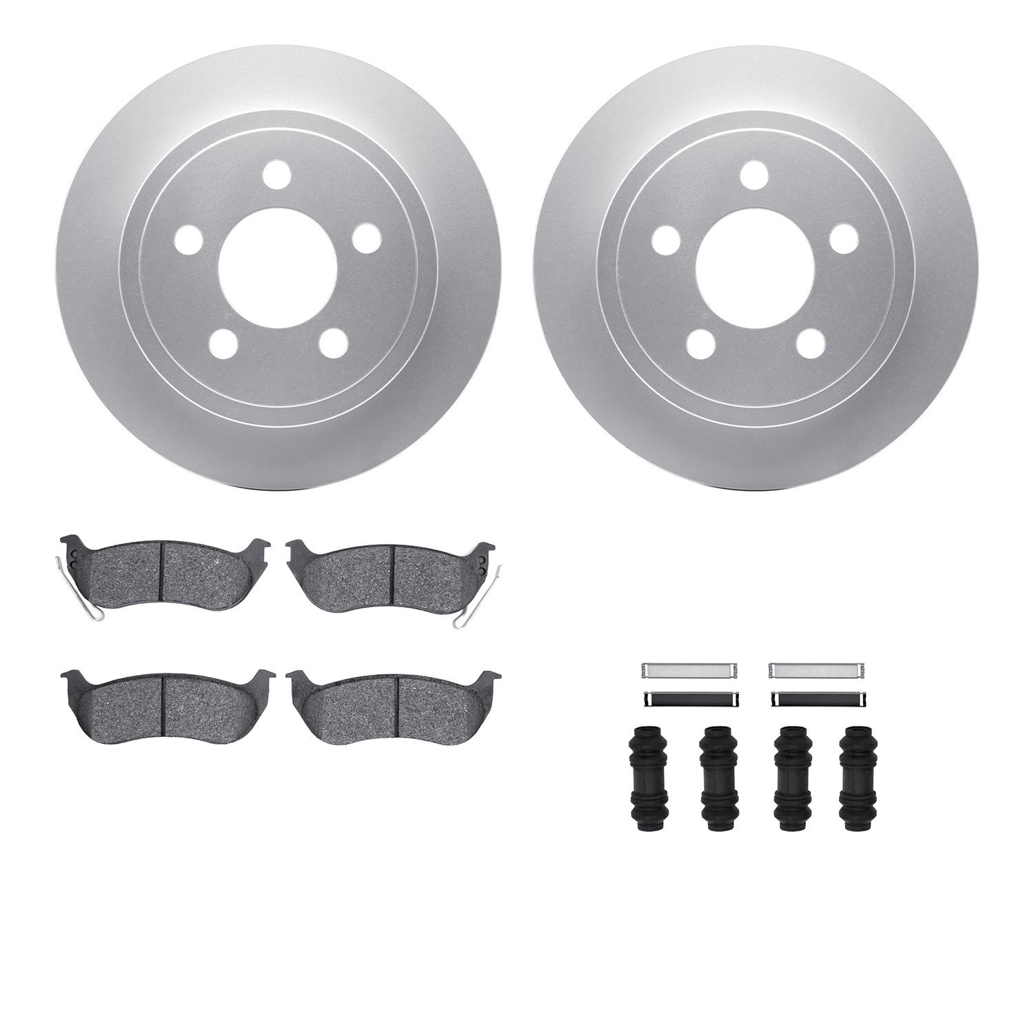 4212-42005 Geospec Brake Rotors w/Heavy-Duty Brake Pads & Hardware, 2003-2007 Mopar, Position: Rear