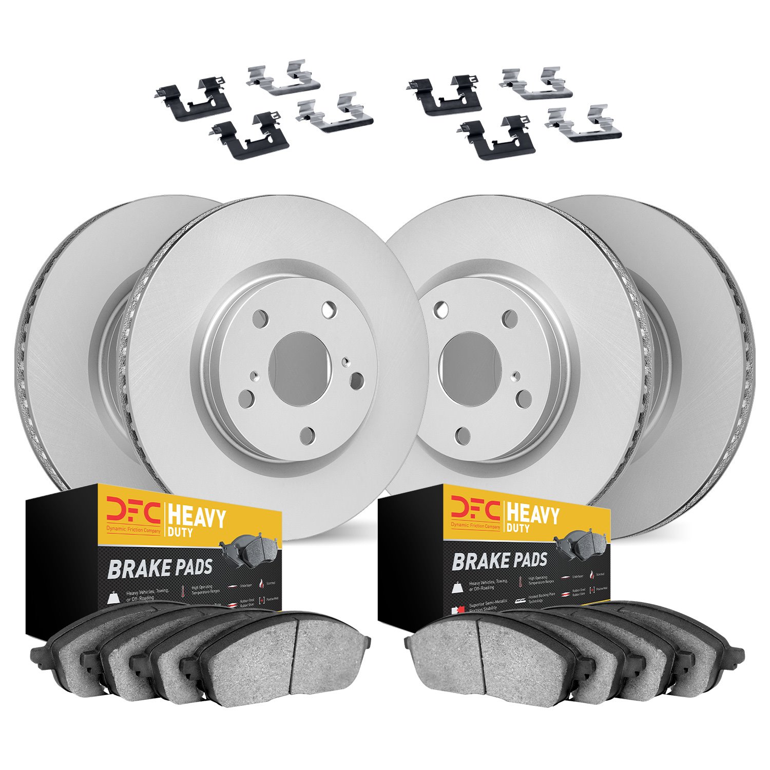 4214-40020 Geospec Brake Rotors w/Heavy-Duty Brake Pads & Hardware, 2005-2006 Mopar, Position: Front and Rear