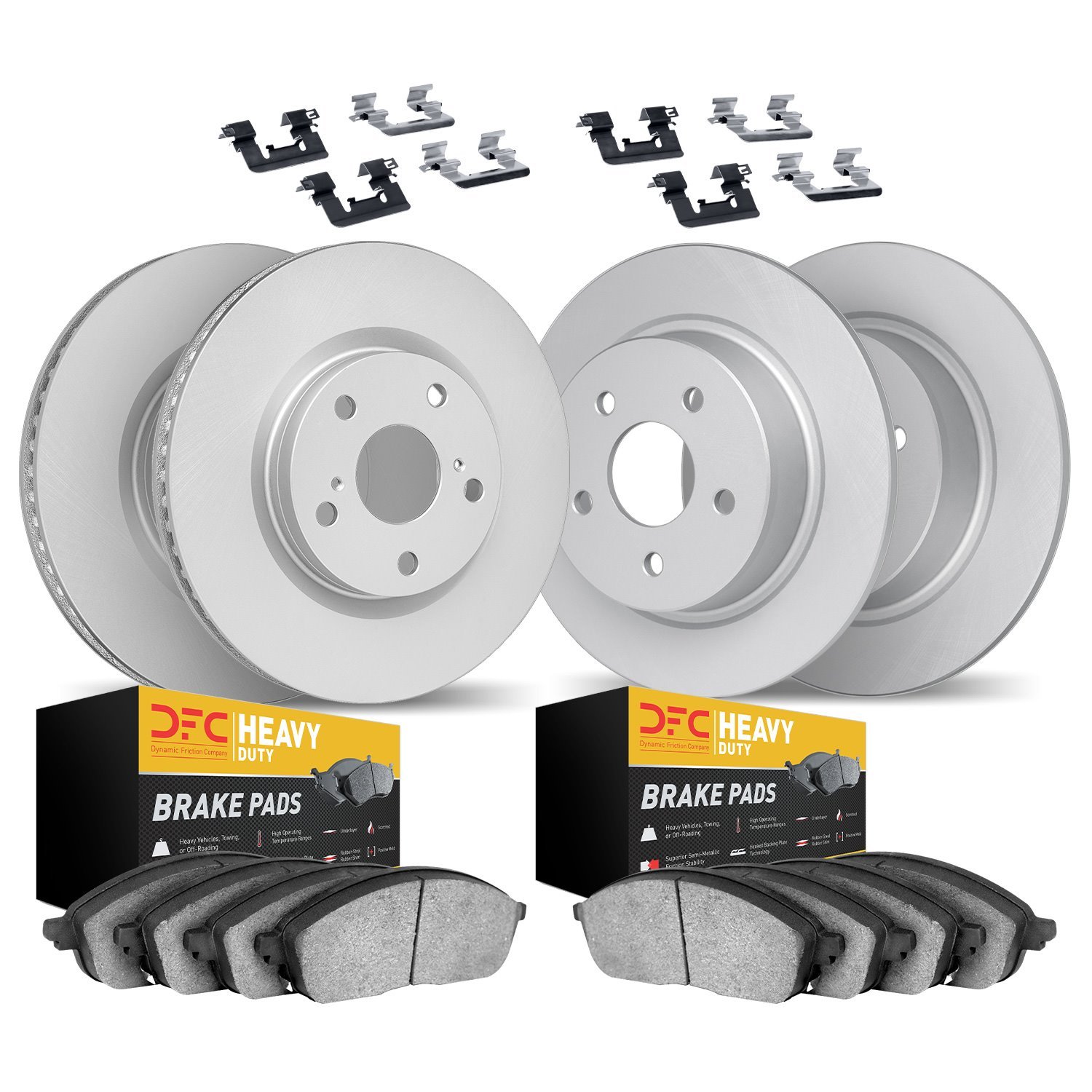 4214-42002 Geospec Brake Rotors w/Heavy-Duty Brake Pads & Hardware, Fits Select Mopar, Position: Front and Rear