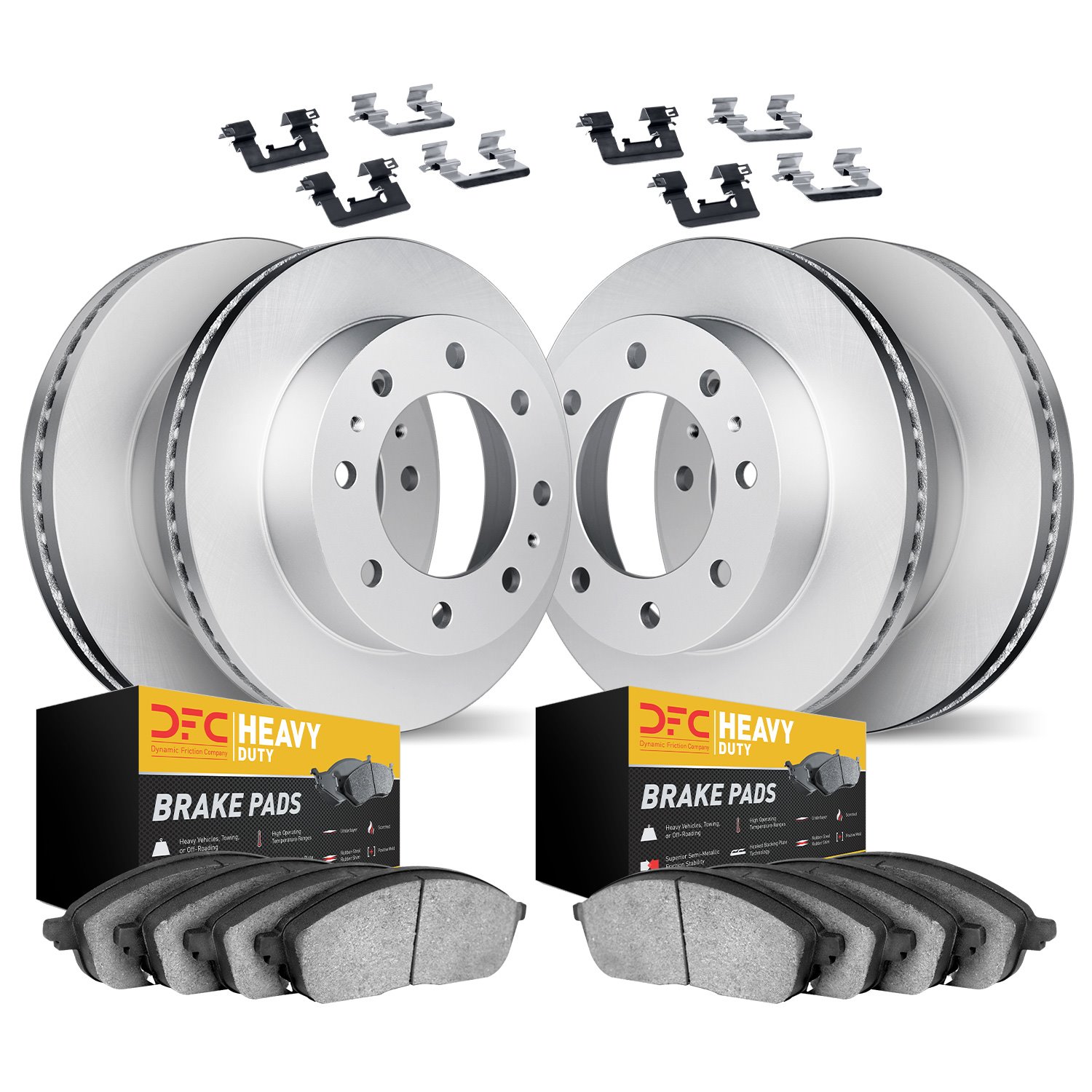 4214-48015 Geospec Brake Rotors w/Heavy-Duty Brake Pads & Hardware, 2011-2019 GM, Position: Front and Rear