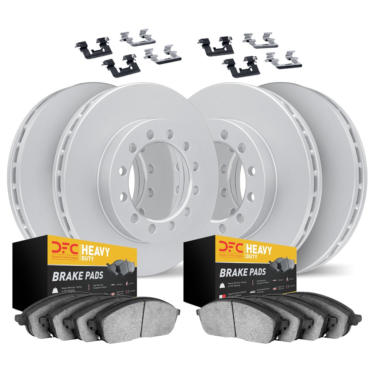 4214-72042 Geospec Brake Rotors w/Heavy-Duty Brake Pads & Hardware, 2010-2011 Freightliner, Position: Front and Rear