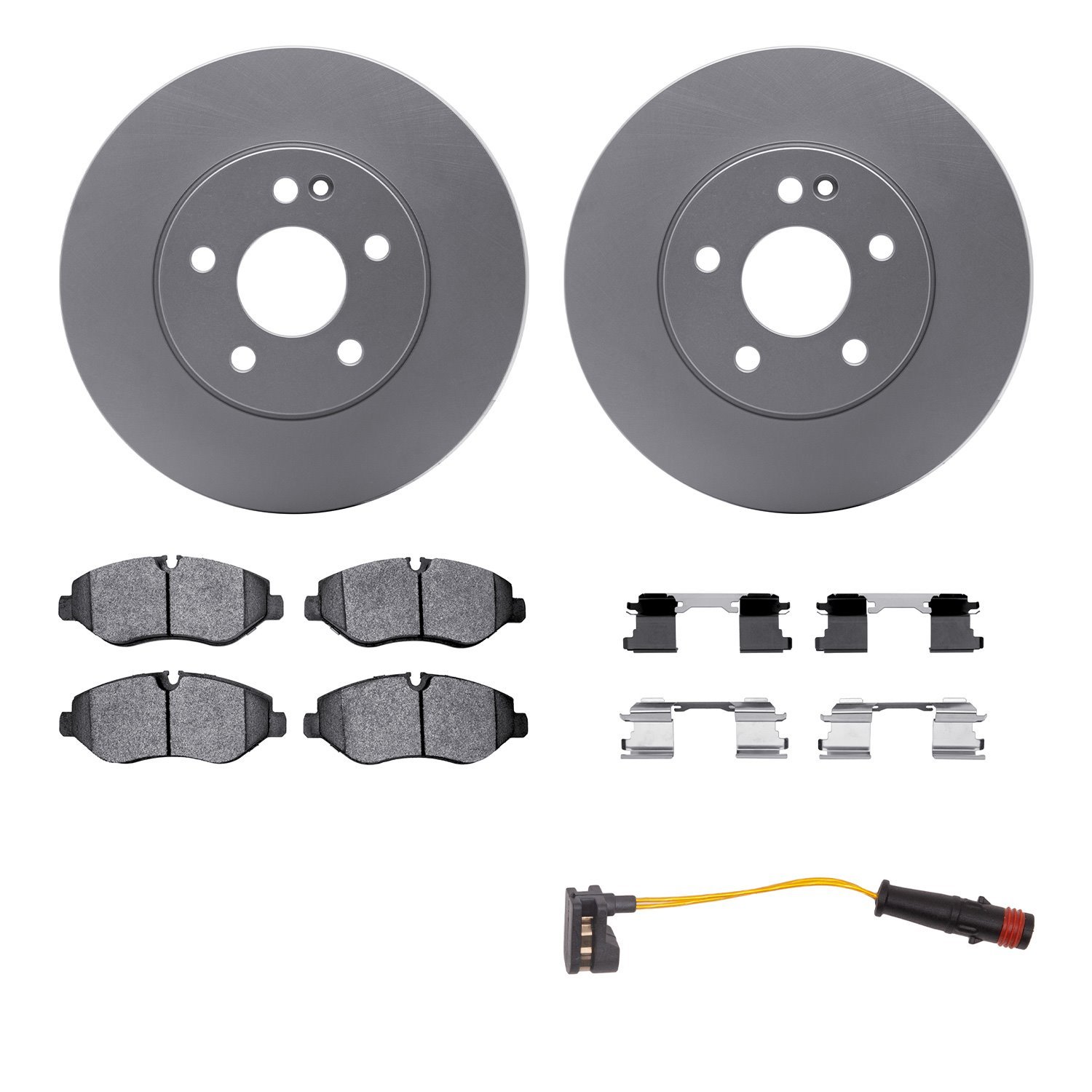 4222-63123 Geospec Brake Rotors w/Heavy-Duty Brake Pads/Sensor & Hardware Kit, Fits Select Mercedes-Benz, Position: Front