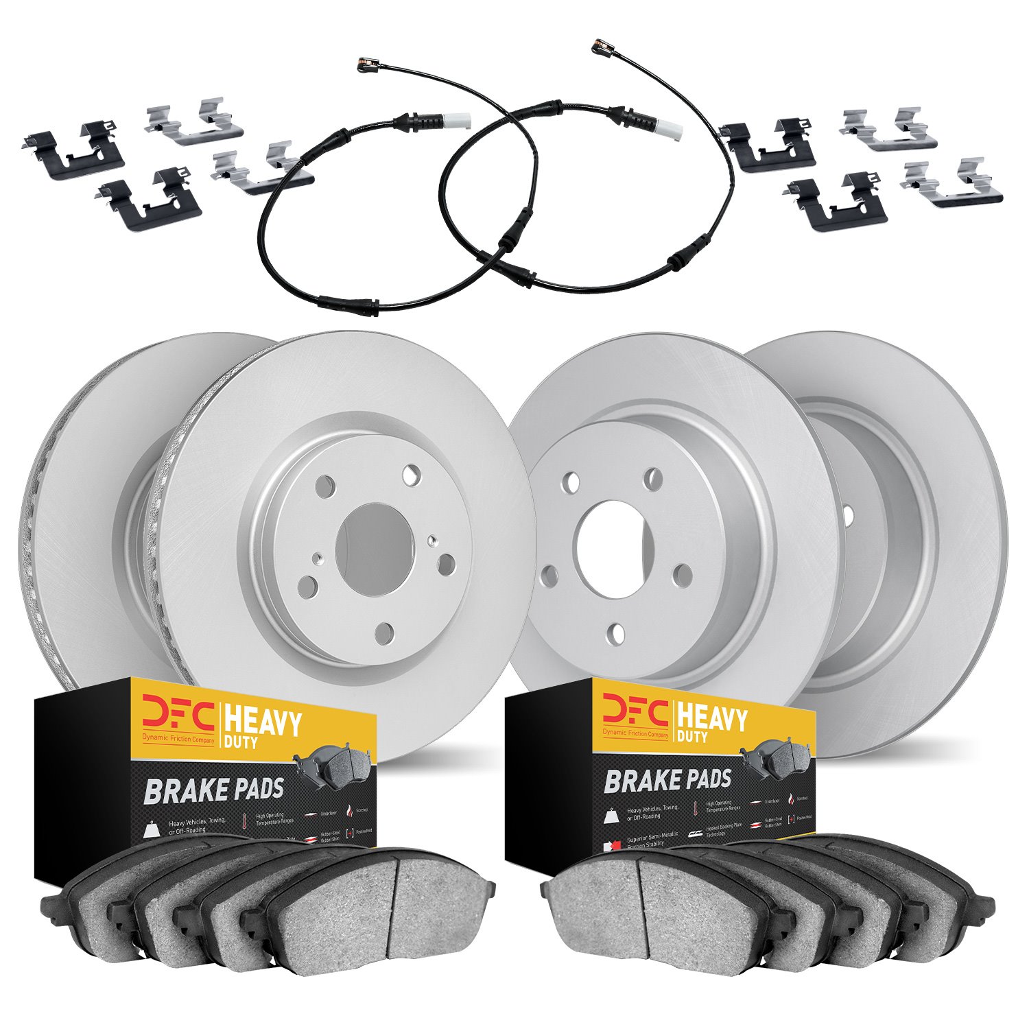 Geospec Brake Rotors w/Heavy-Duty Brake Pads/Sensor &