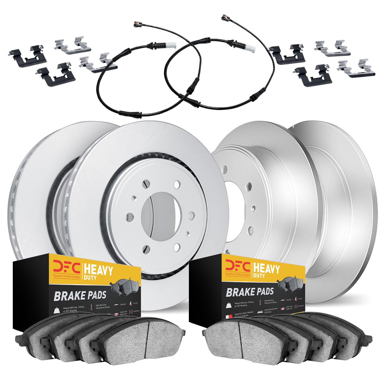 Geospec Brake Rotors w/Heavy-Duty Brake Pads/Sensor &