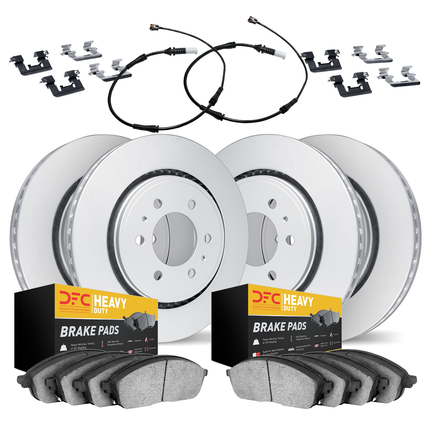 4224-40010 Geospec Brake Rotors w/Heavy-Duty Brake Pads/Sensor & Hardware Kit, 2008-2018 Multiple Makes/Models, Position: Front