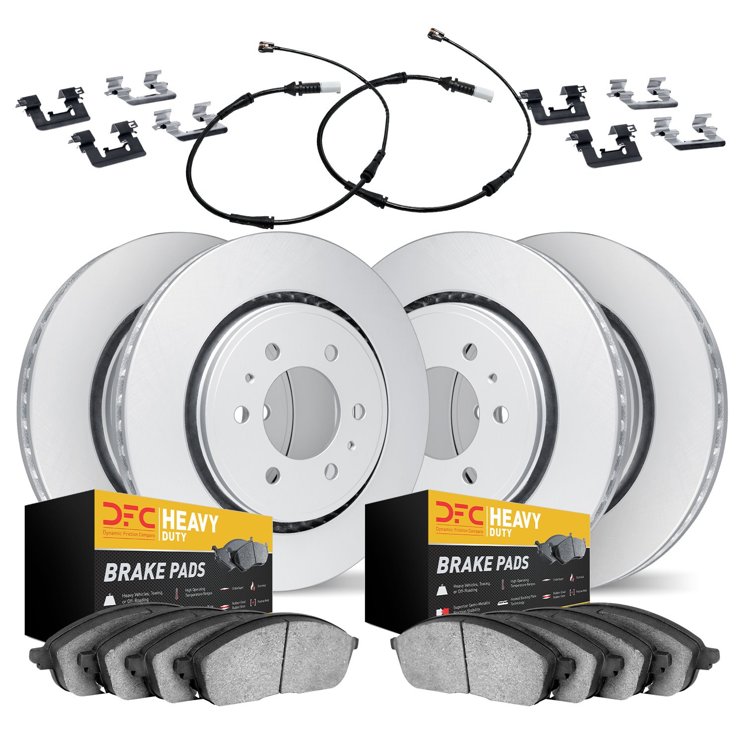 4224-40011 Geospec Brake Rotors w/Heavy-Duty Brake Pads/Sensor & Hardware Kit, Fits Select Multiple Makes/Models, Position: Fron