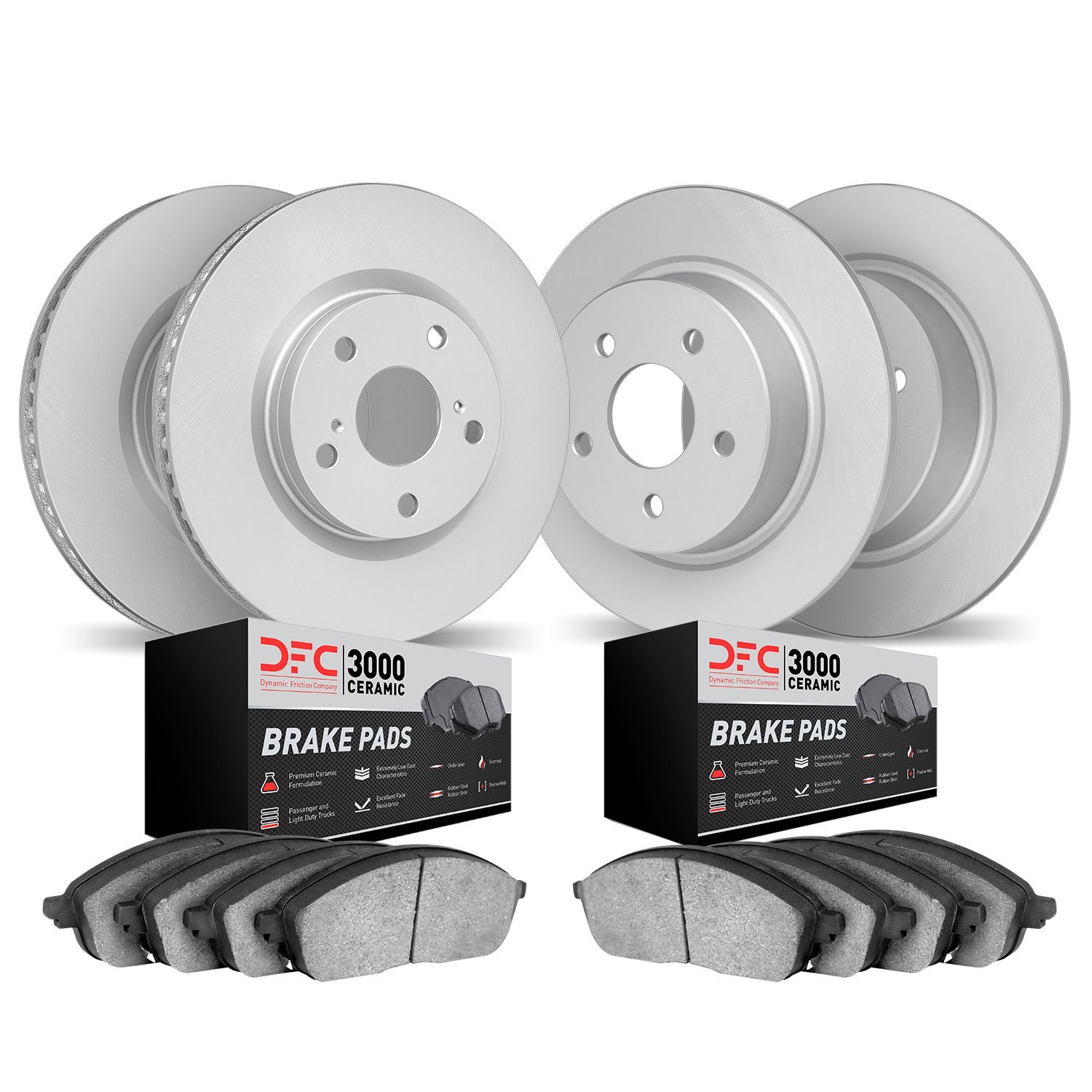 4304-03042 Geospec Brake Rotors with 3000-Series Ceramic Brake Pads Kit, 2009-2016 Kia/Hyundai/Genesis, Position: Front and Rear