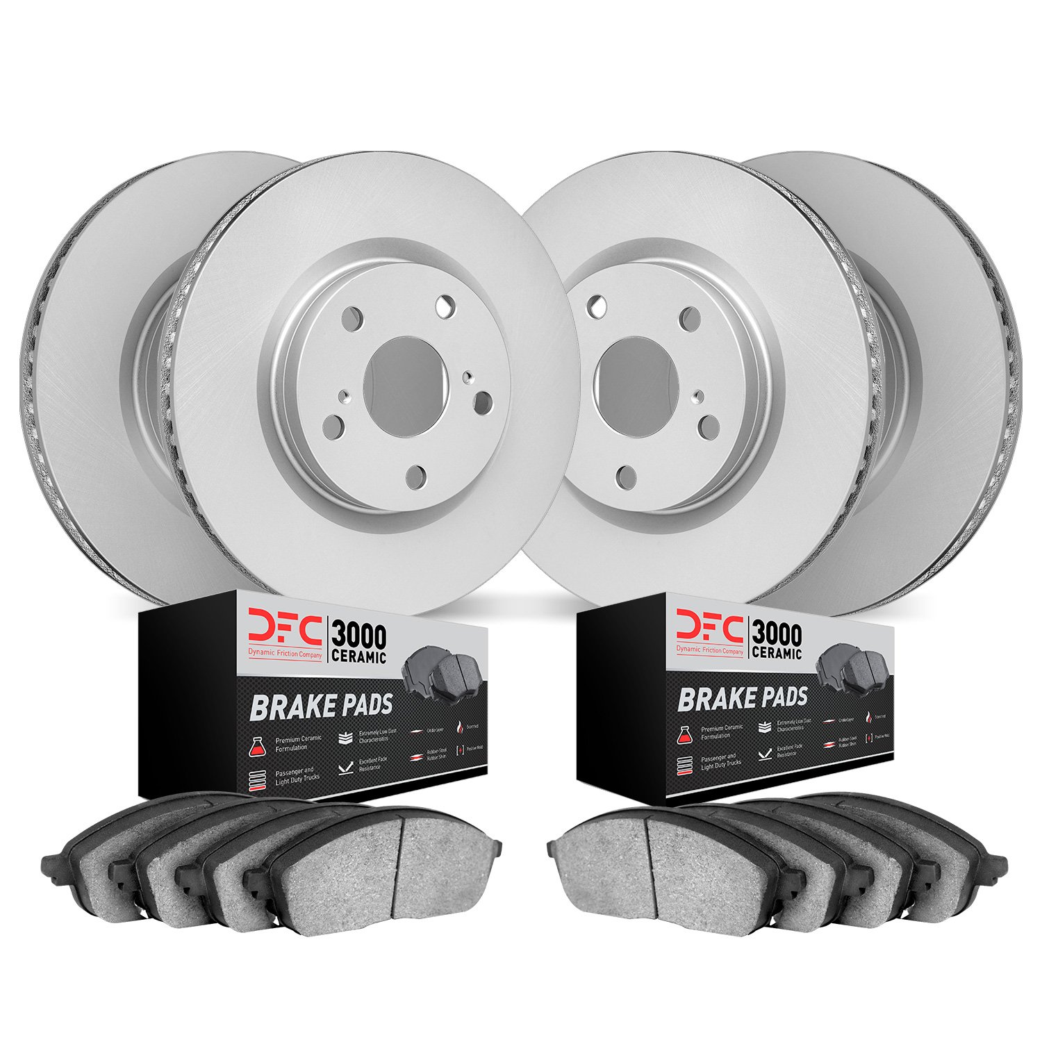 4304-13027 Geospec Brake Rotors with 3000-Series Ceramic Brake Pads Kit, 2008-2020 Subaru, Position: Front and Rear