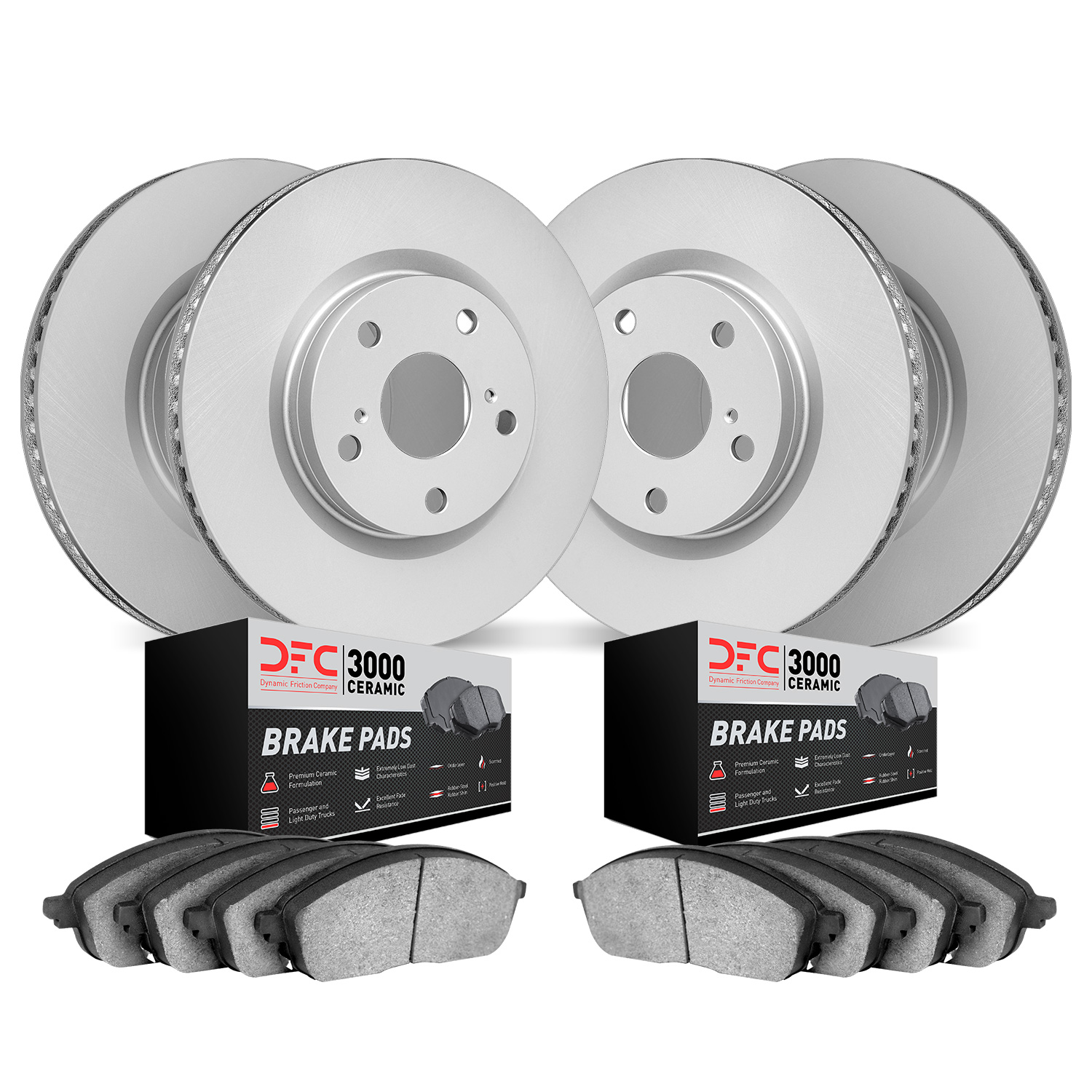 4304-13033 Geospec Brake Rotors with 3000-Series Ceramic Brake Pads Kit, 2015-2021 Subaru, Position: Front and Rear